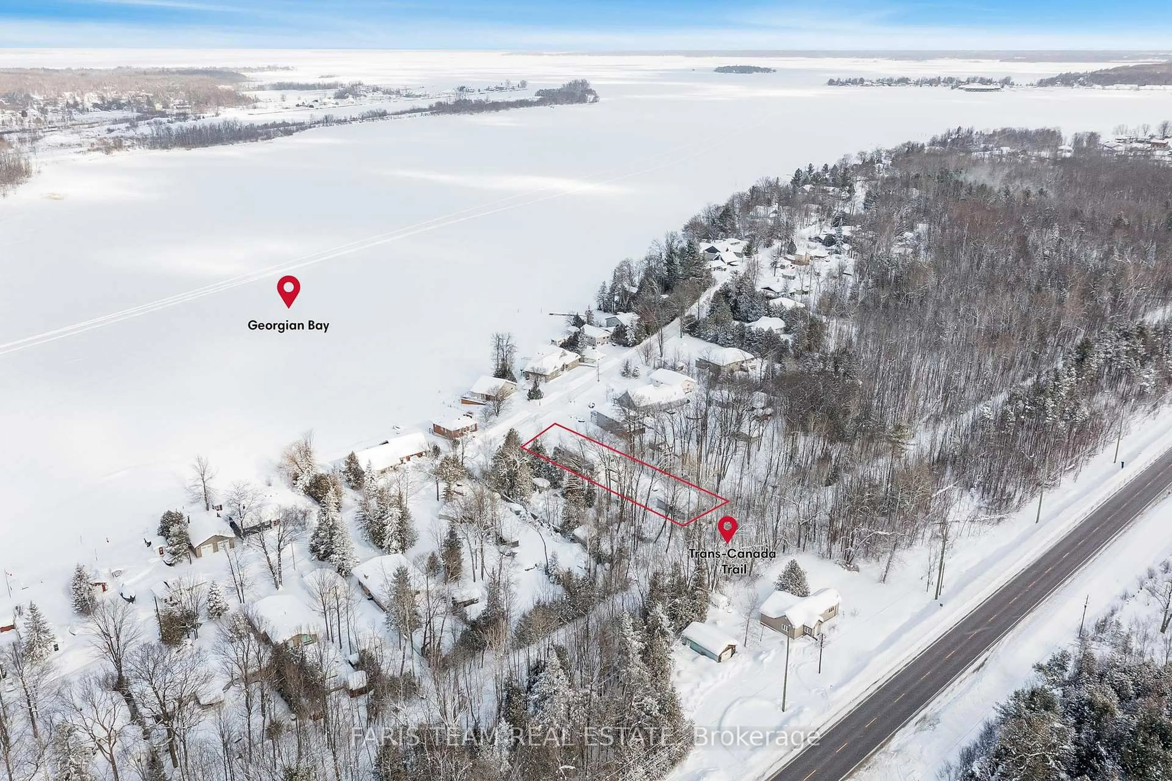 A pic from outside/outdoor area/front of a property/back of a property/a pic from drone, water/lake/river/ocean view for 129 Mitchells Beach Rd, Tay Ontario L0K 2A0