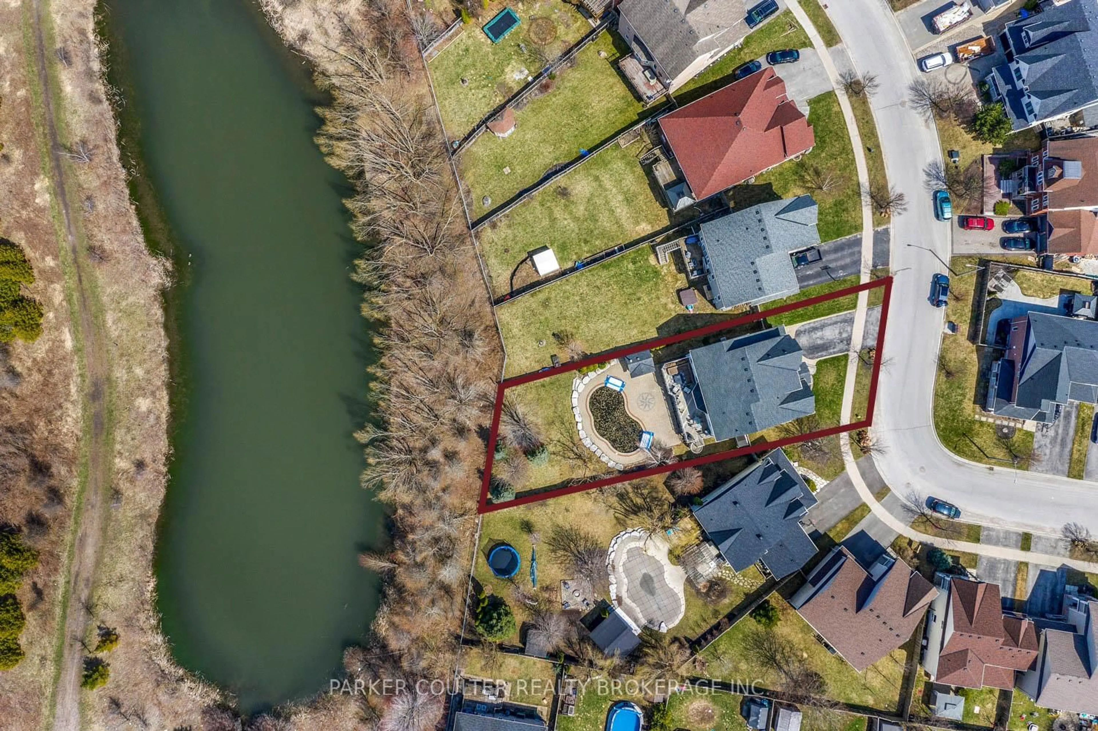 A pic from outside/outdoor area/front of a property/back of a property/a pic from drone, water/lake/river/ocean view for 14 Regalia Way, Barrie Ontario L4M 7H7