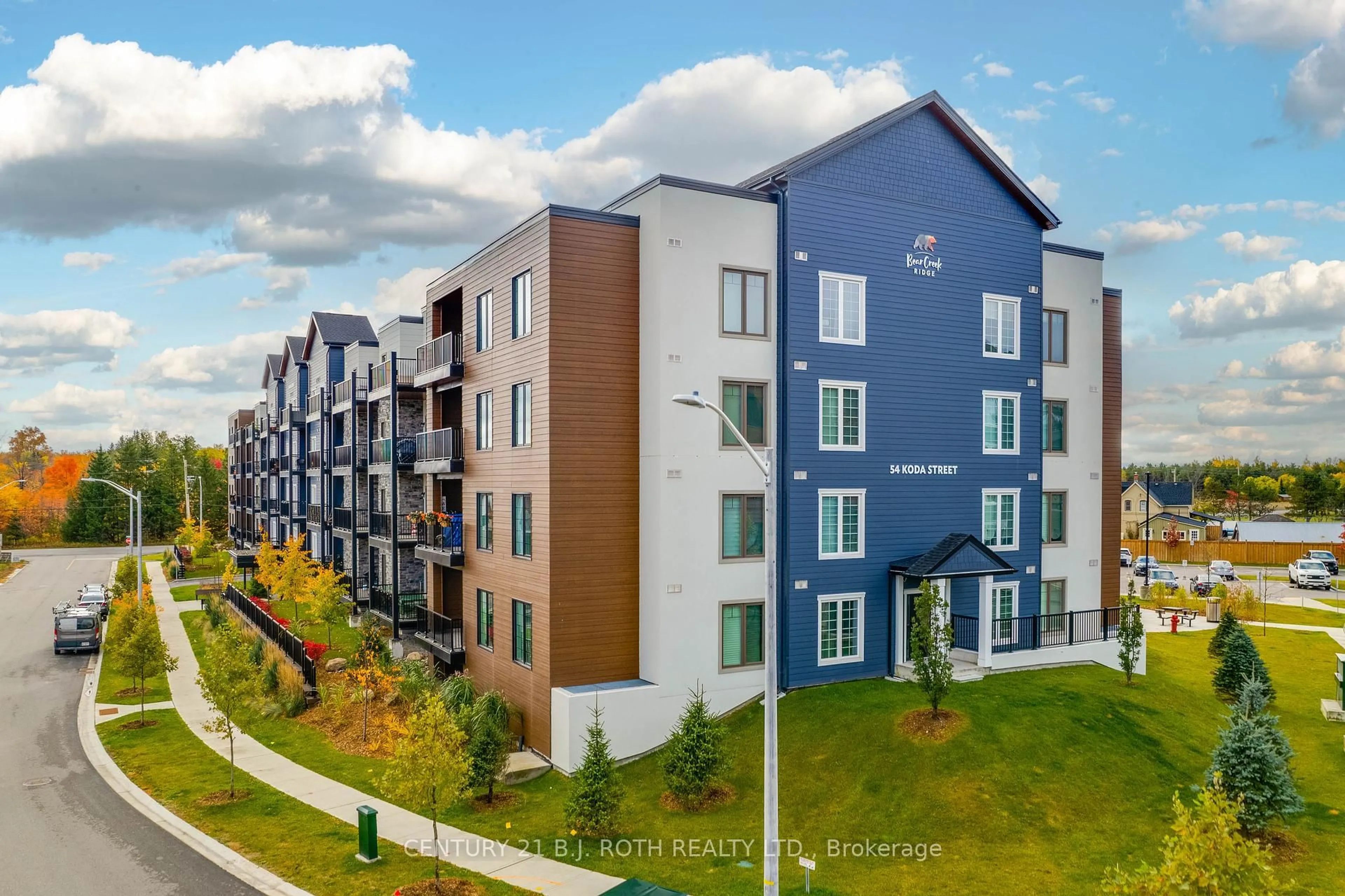 A pic from outside/outdoor area/front of a property/back of a property/a pic from drone, building for 54 KODA St #409, Barrie Ontario L9J 0J6