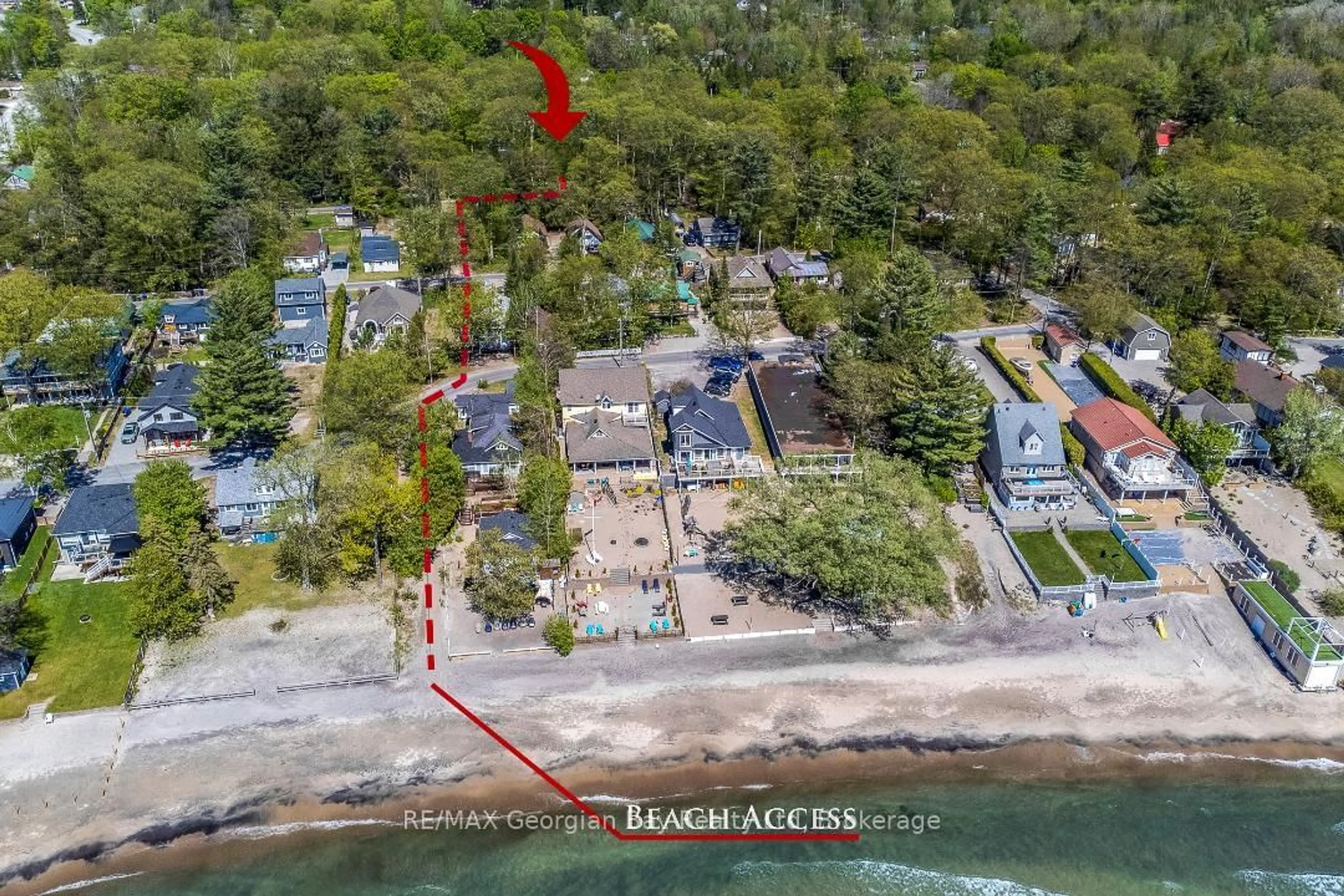 A pic from outside/outdoor area/front of a property/back of a property/a pic from drone, water/lake/river/ocean view for 19 Third St, Tiny Ontario L0L 2J0