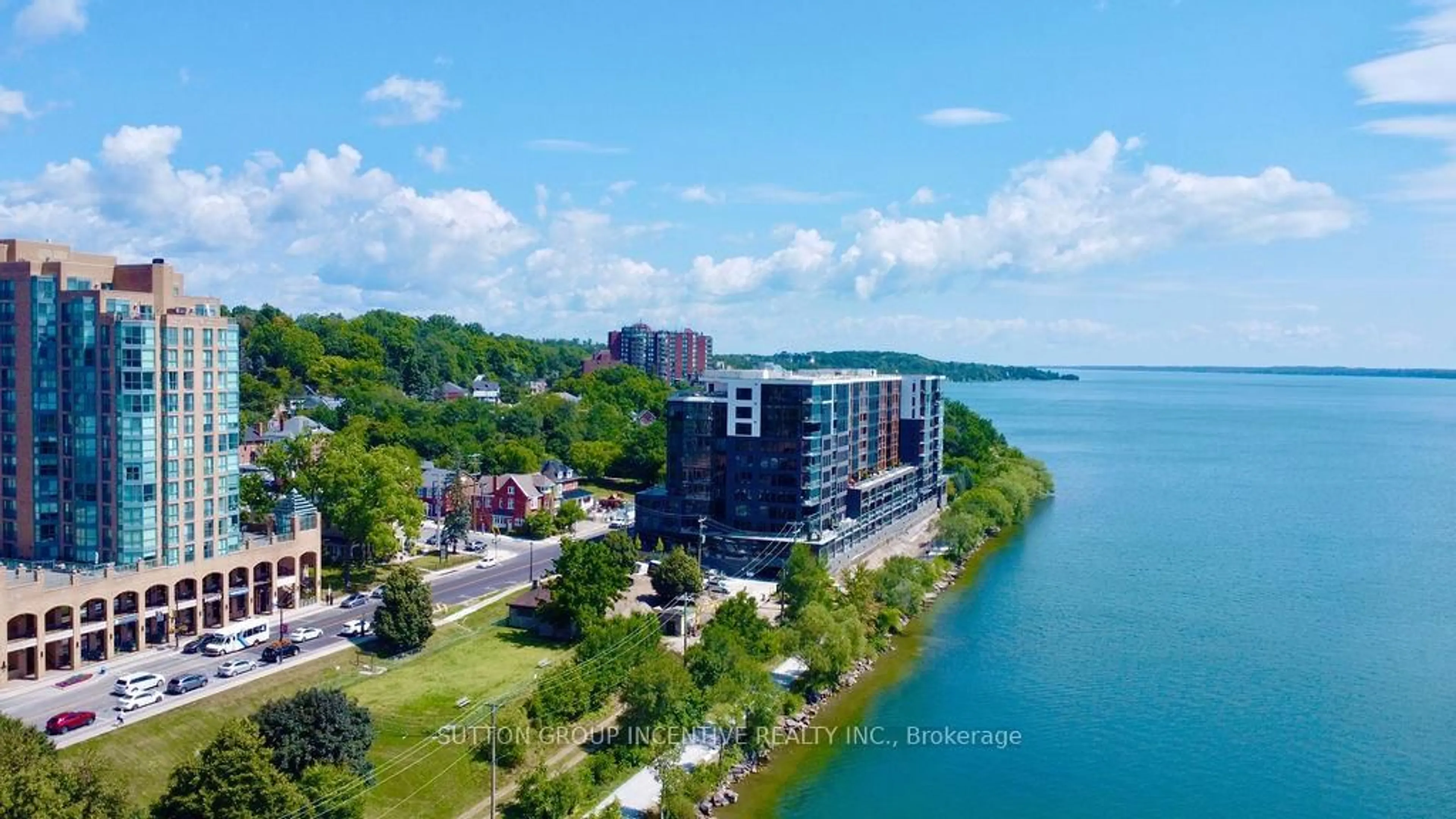 A pic from outside/outdoor area/front of a property/back of a property/a pic from drone, water/lake/river/ocean view for 185 Dunlop St #713, Barrie Ontario L4M 1B2
