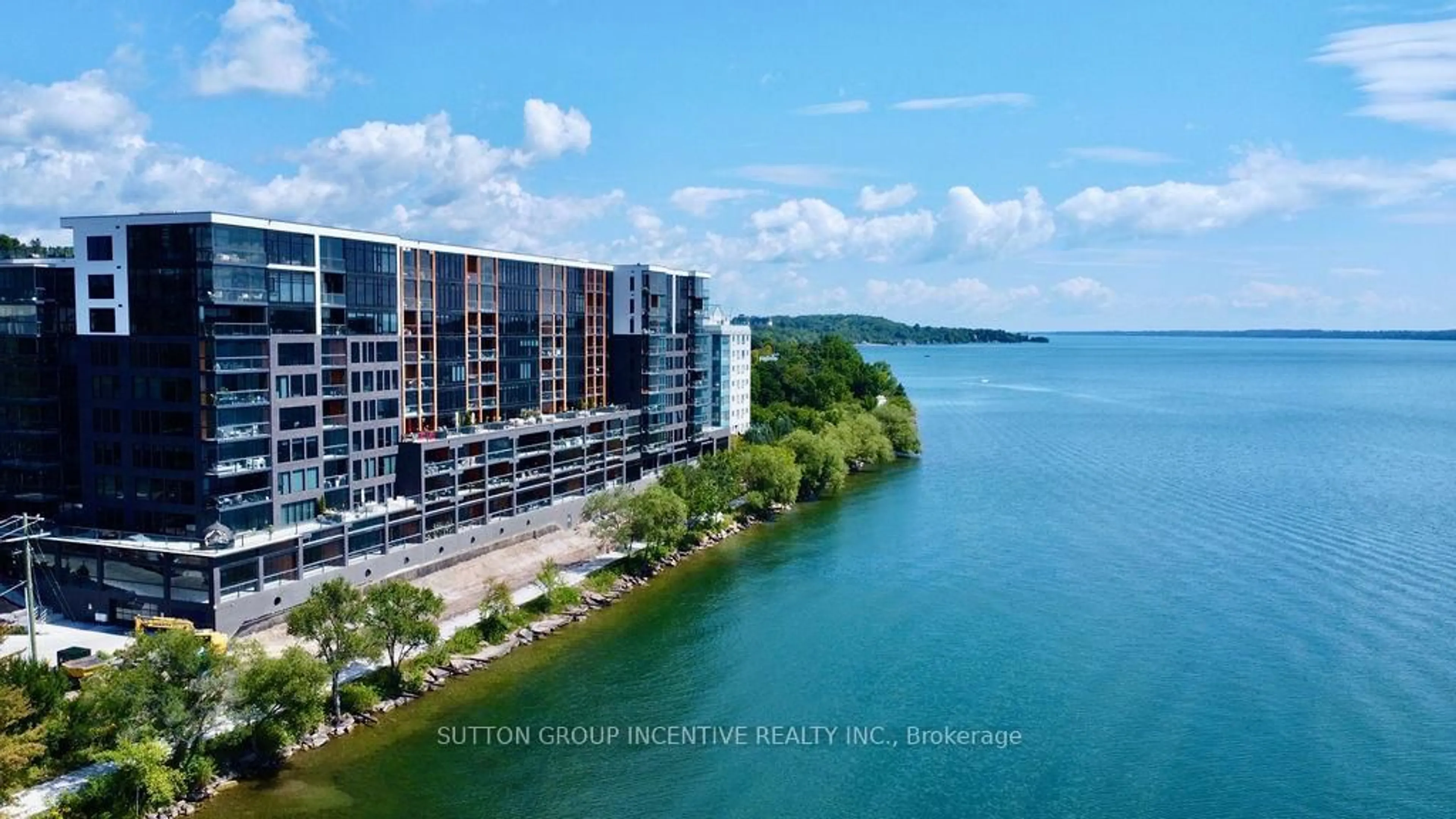 A pic from outside/outdoor area/front of a property/back of a property/a pic from drone, water/lake/river/ocean view for 185 Dunlop St #713, Barrie Ontario L4M 1B2