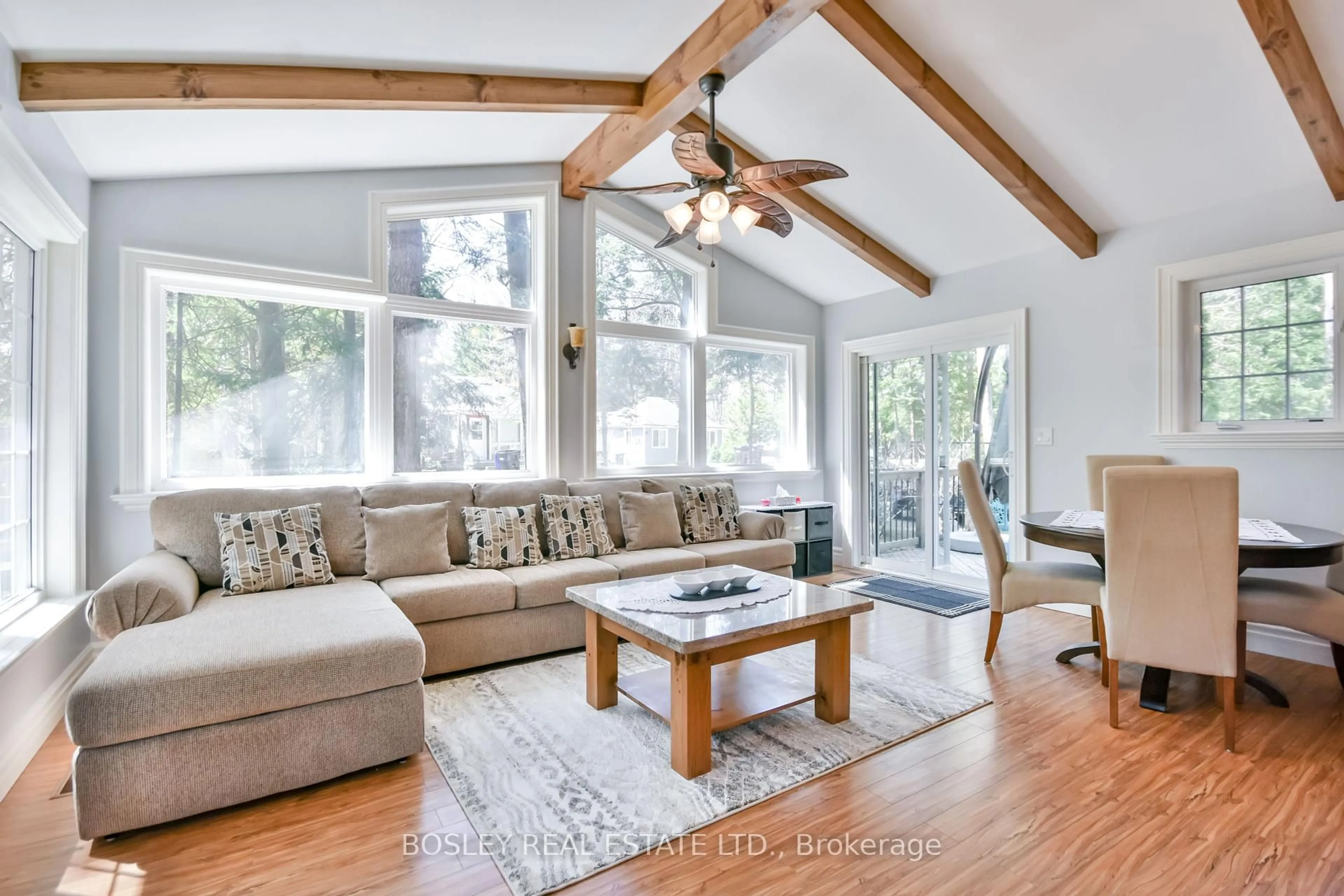 Living room with furniture, wood/laminate floor for 12 Harras Ave, Tiny Ontario L0L 2J0