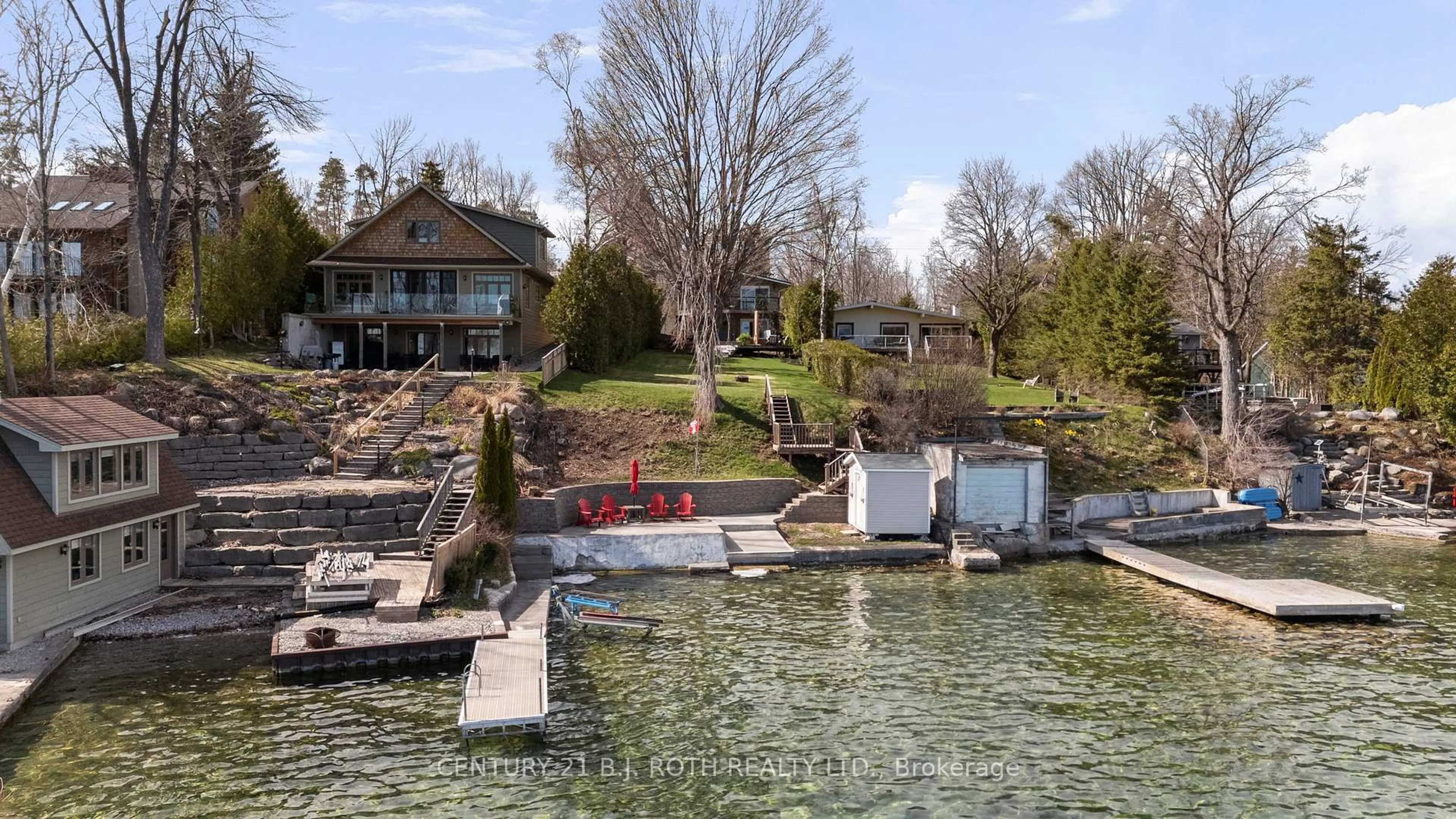 A pic from outside/outdoor area/front of a property/back of a property/a pic from drone, water/lake/river/ocean view for 2679 Lakeshore Rd, Oro-Medonte Ontario L0L 1T0
