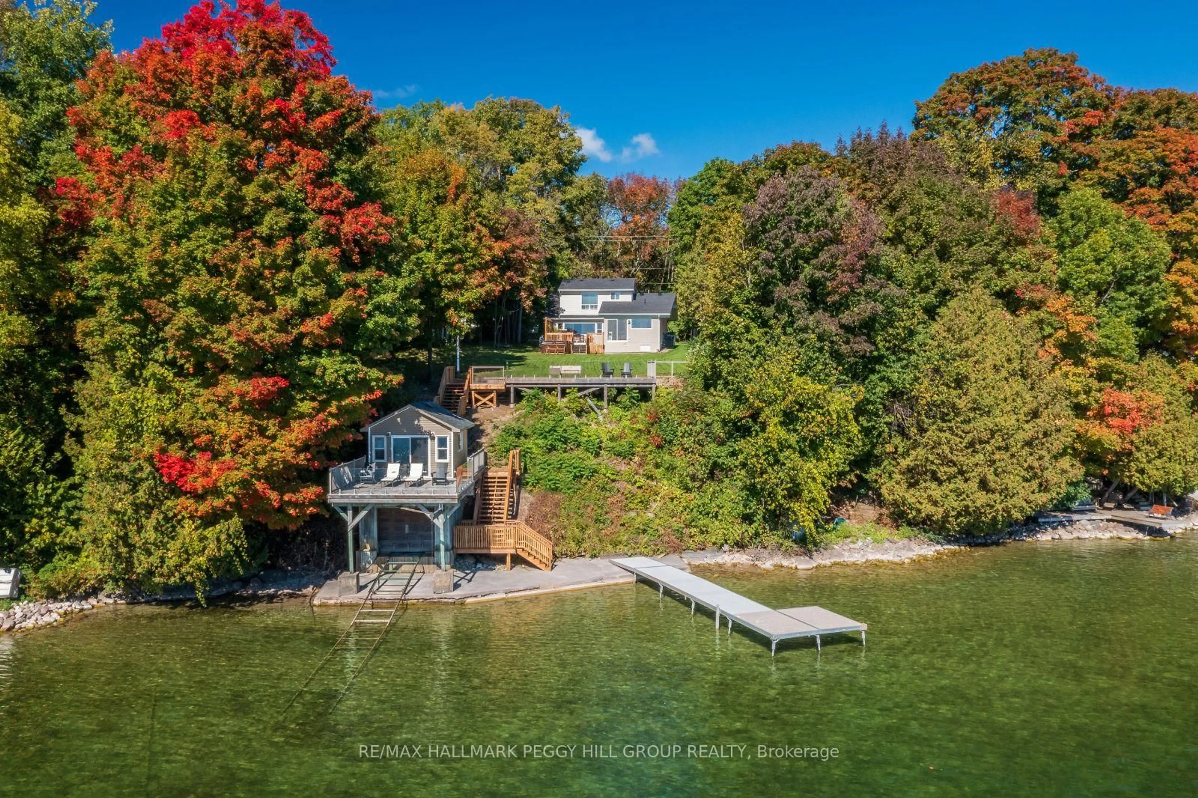 A pic from outside/outdoor area/front of a property/back of a property/a pic from drone, water/lake/river/ocean view for 273 Shoreline Dr, Oro-Medonte Ontario L0L 1T0