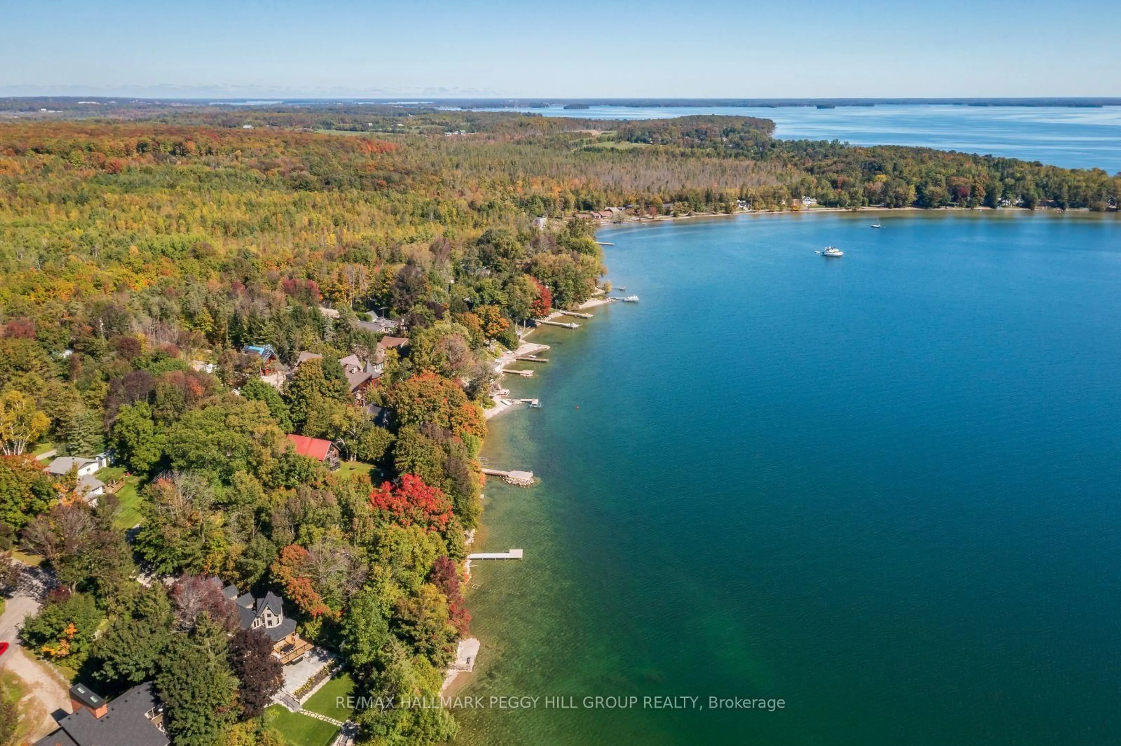 A pic from outside/outdoor area/front of a property/back of a property/a pic from drone, water/lake/river/ocean view for 273 Shoreline Dr, Oro-Medonte Ontario L0L 1T0