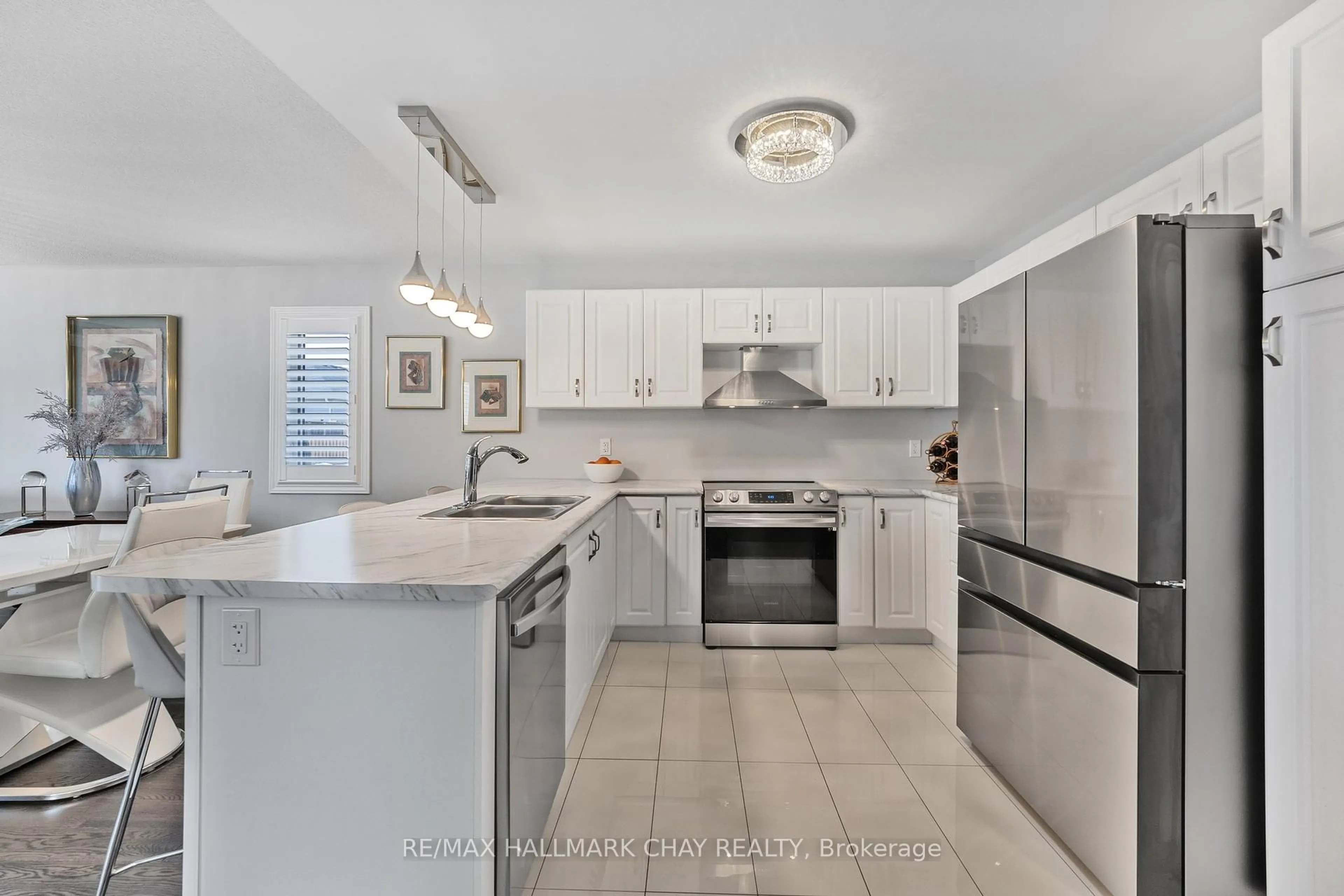 Open concept kitchen, ceramic/tile floor for 17 Sophie Lane, Ramara Ontario L3V 8J9