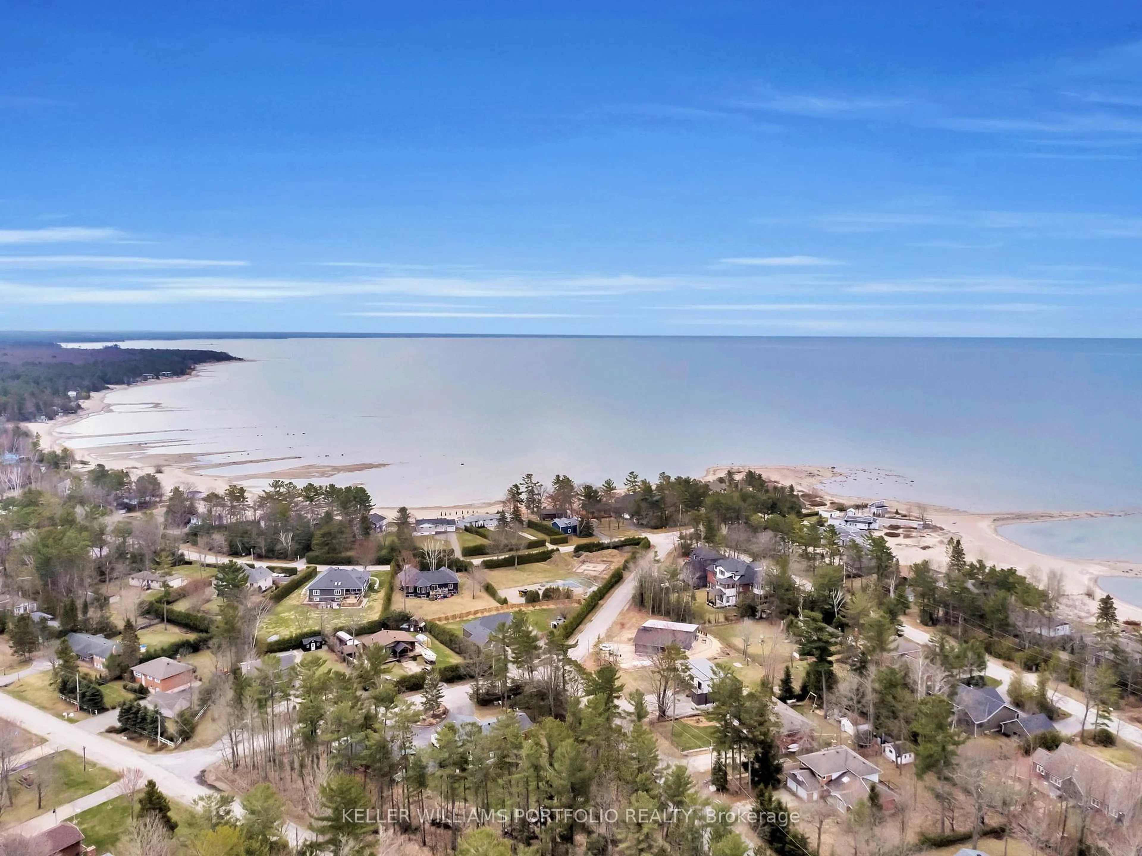 A pic from outside/outdoor area/front of a property/back of a property/a pic from drone, water/lake/river/ocean view for 2 Grosvenor Dr, Tiny Ontario L9M 0J2