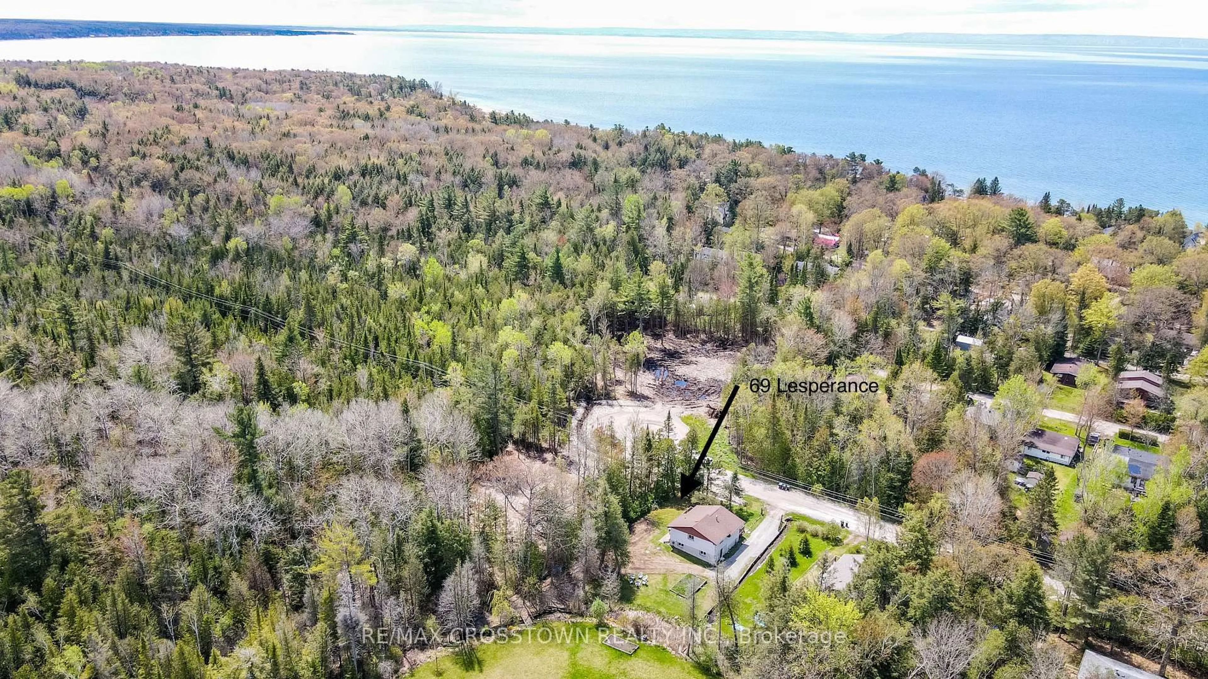 A pic from outside/outdoor area/front of a property/back of a property/a pic from drone, water/lake/river/ocean view for 69 Lesperance Rd, Tiny Ontario L0L 2J0