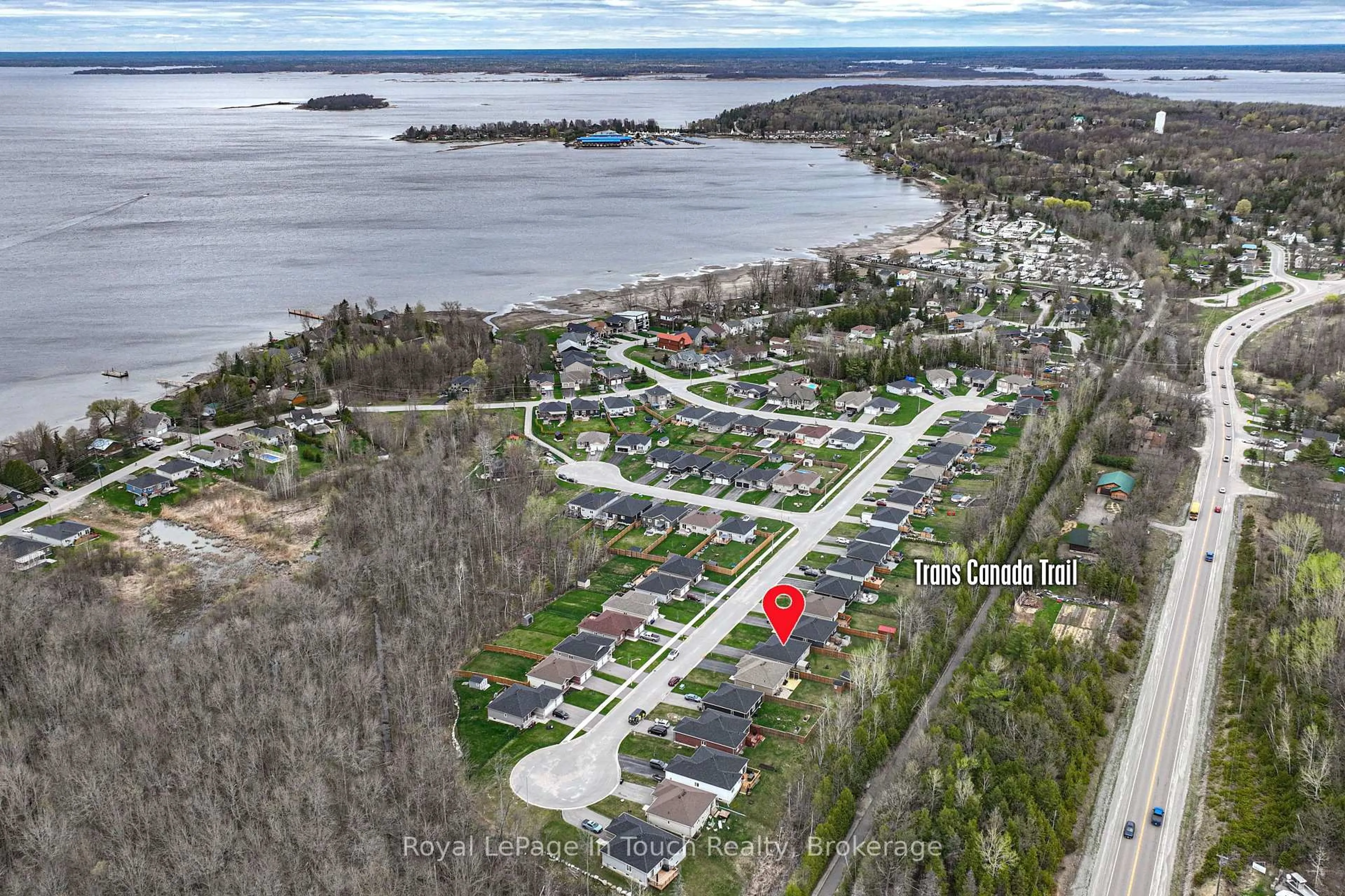 A pic from outside/outdoor area/front of a property/back of a property/a pic from drone, water/lake/river/ocean view for 45 Ralph Dalton Blvd, Tay Ontario L0K 2A0