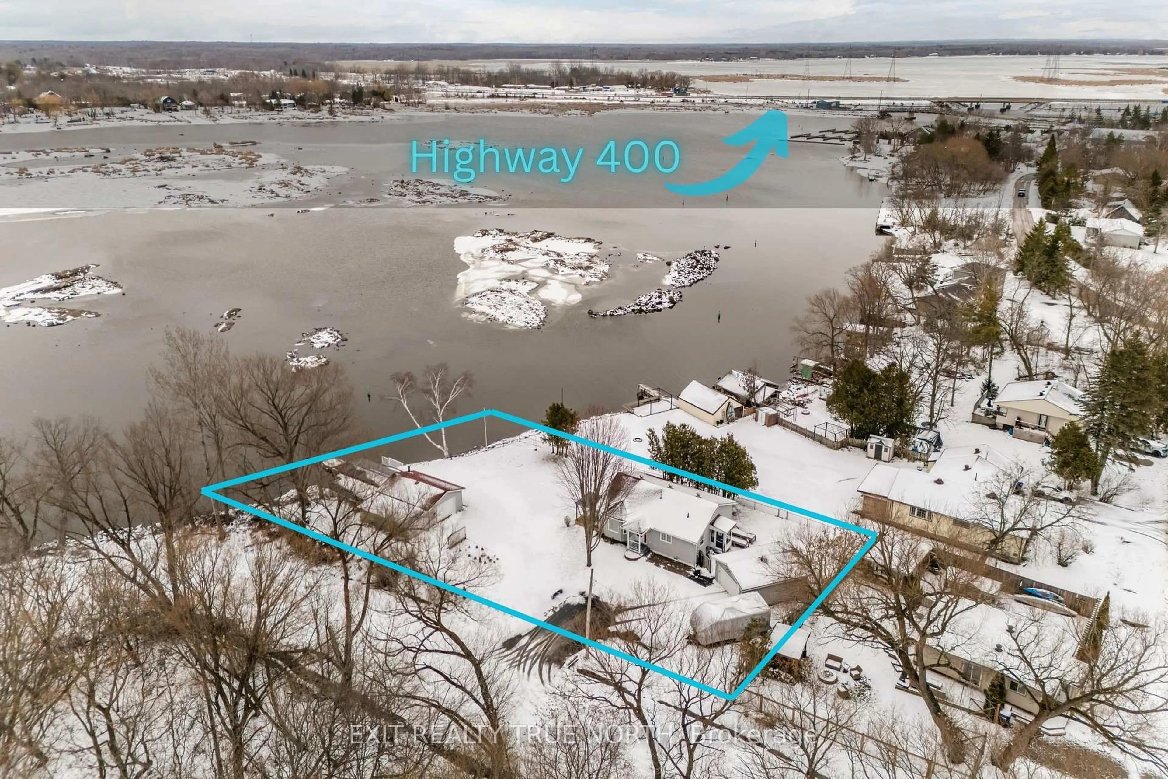 A pic from outside/outdoor area/front of a property/back of a property/a pic from drone, water/lake/river/ocean view for 5 Hemlock Ave, Tay Ontario L0K 2C0