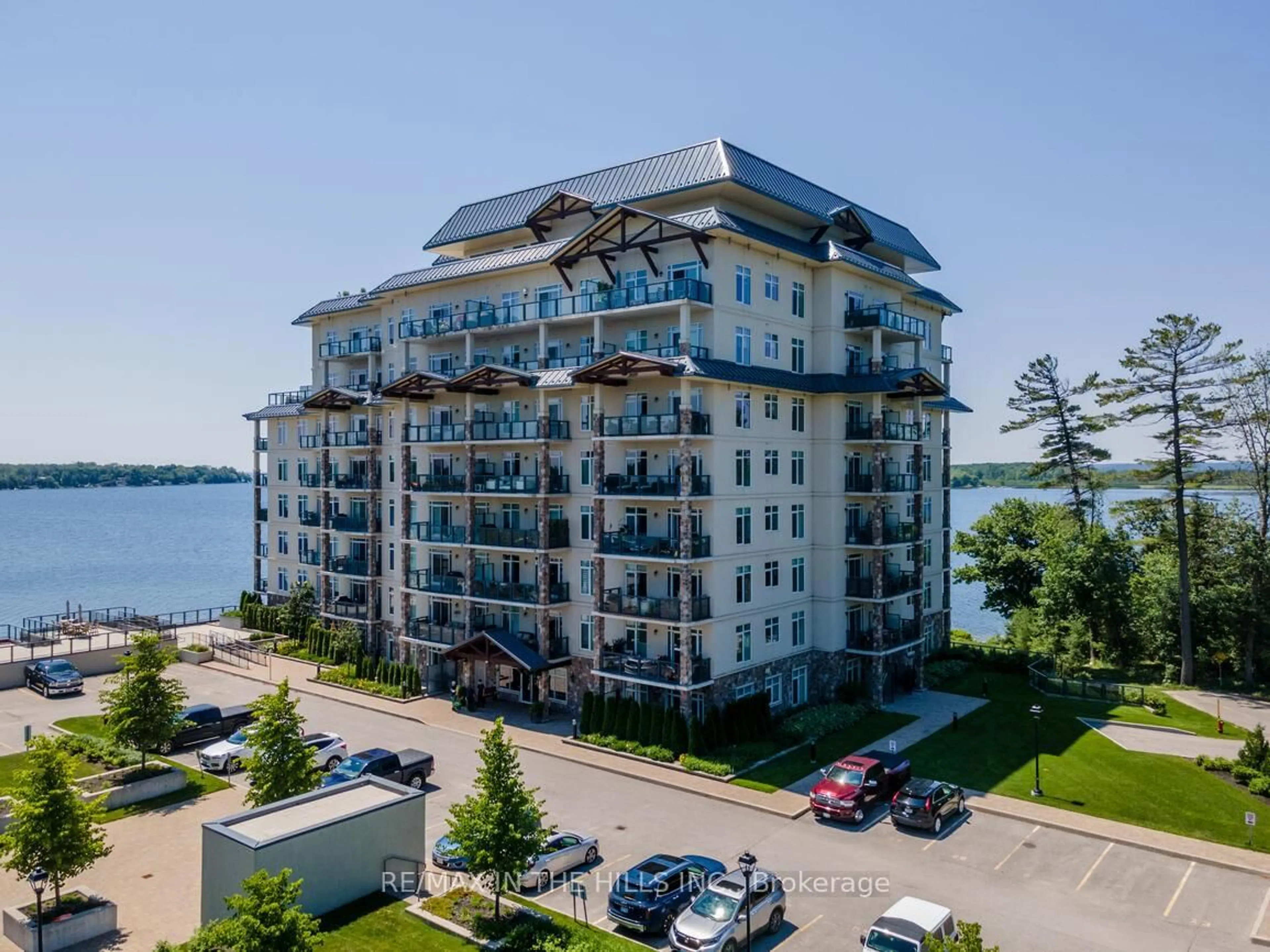 A pic from outside/outdoor area/front of a property/back of a property/a pic from drone, water/lake/river/ocean view for 90 Orchard Point Rd #611, Orillia Ontario L3V 1C6