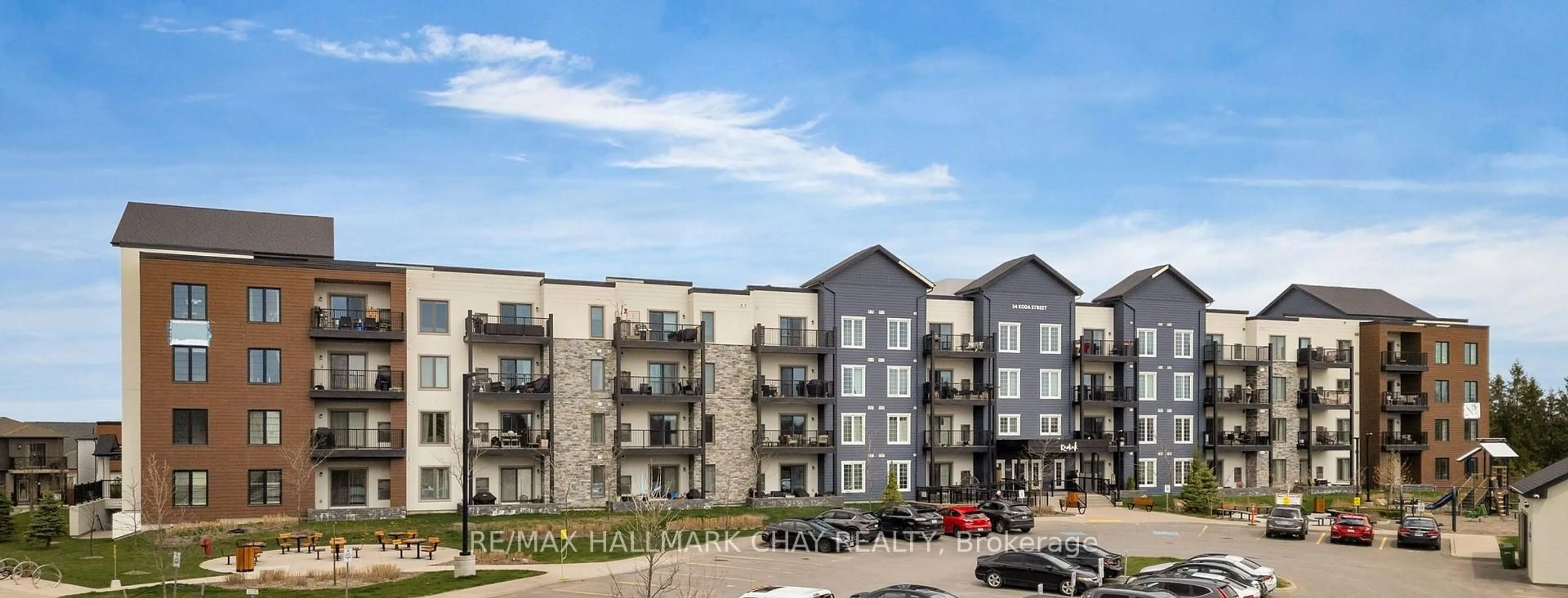 A pic from outside/outdoor area/front of a property/back of a property/a pic from drone, building for 54 Koda St #401, Barrie Ontario L9J 0J6