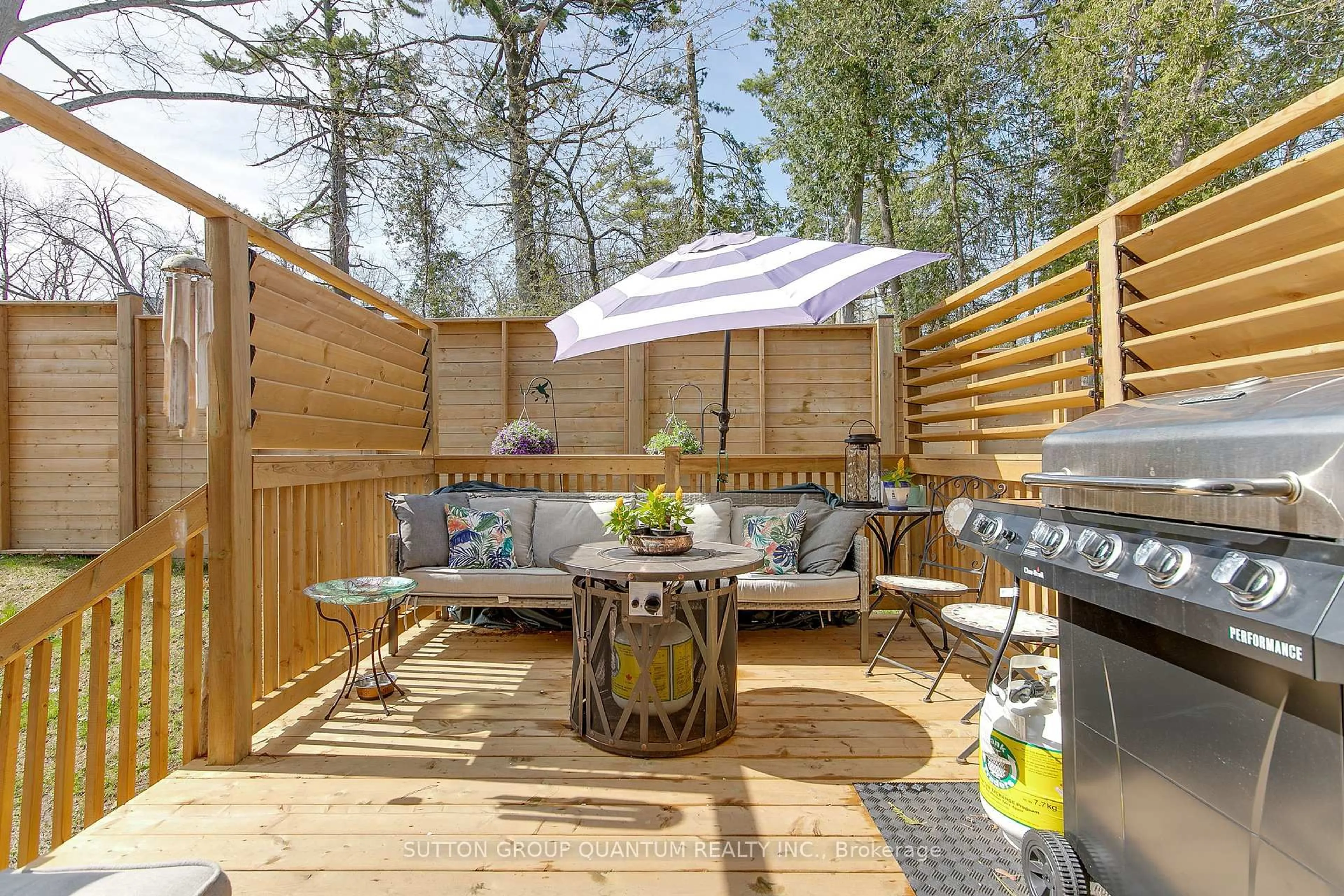Patio, forest/trees view for 35 Ruby Cres, Orillia Ontario L3V 8M3