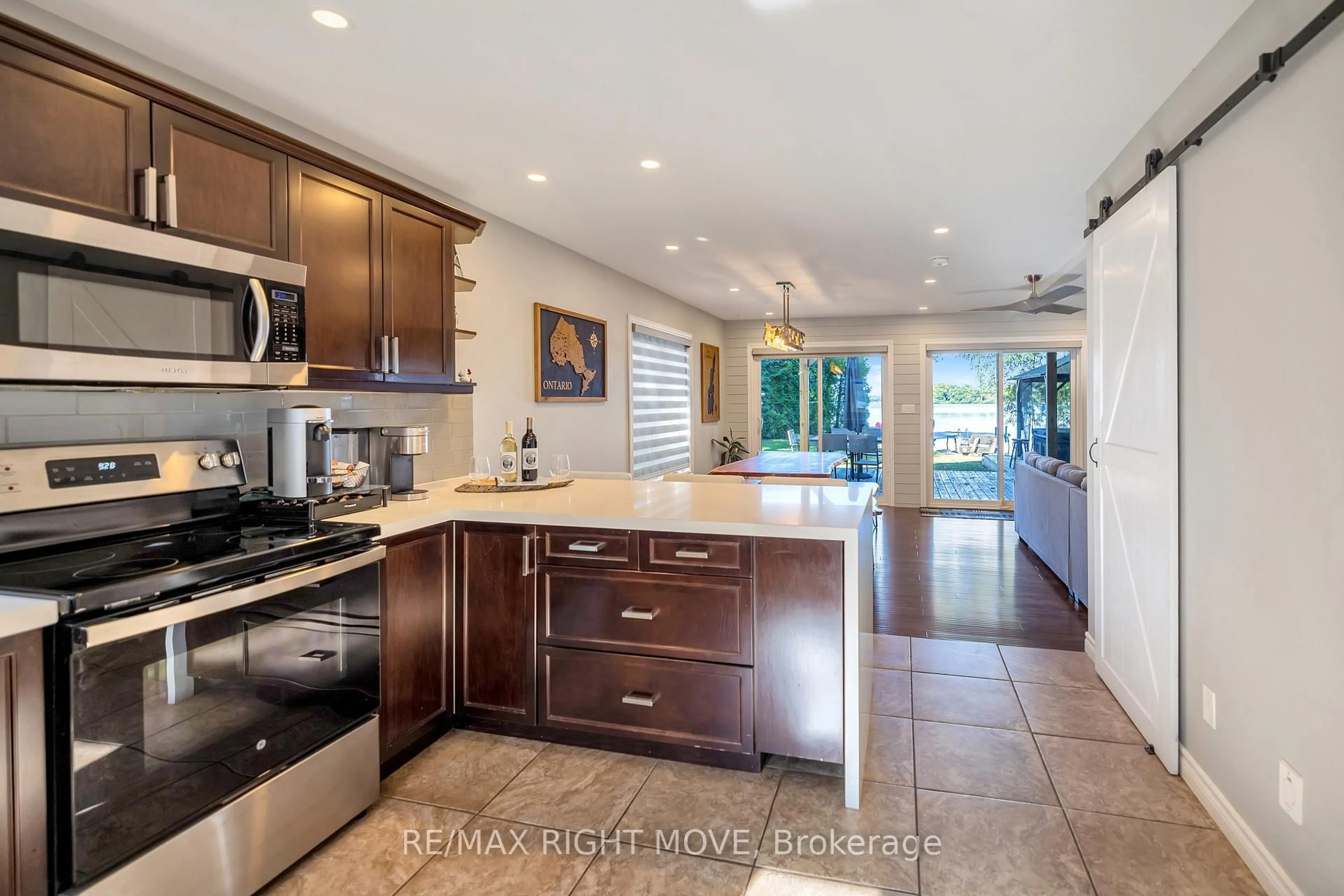 Open concept kitchen, ceramic/tile floor for 6270 Jim Mitchells Rd, Ramara Ontario L0K 1L0