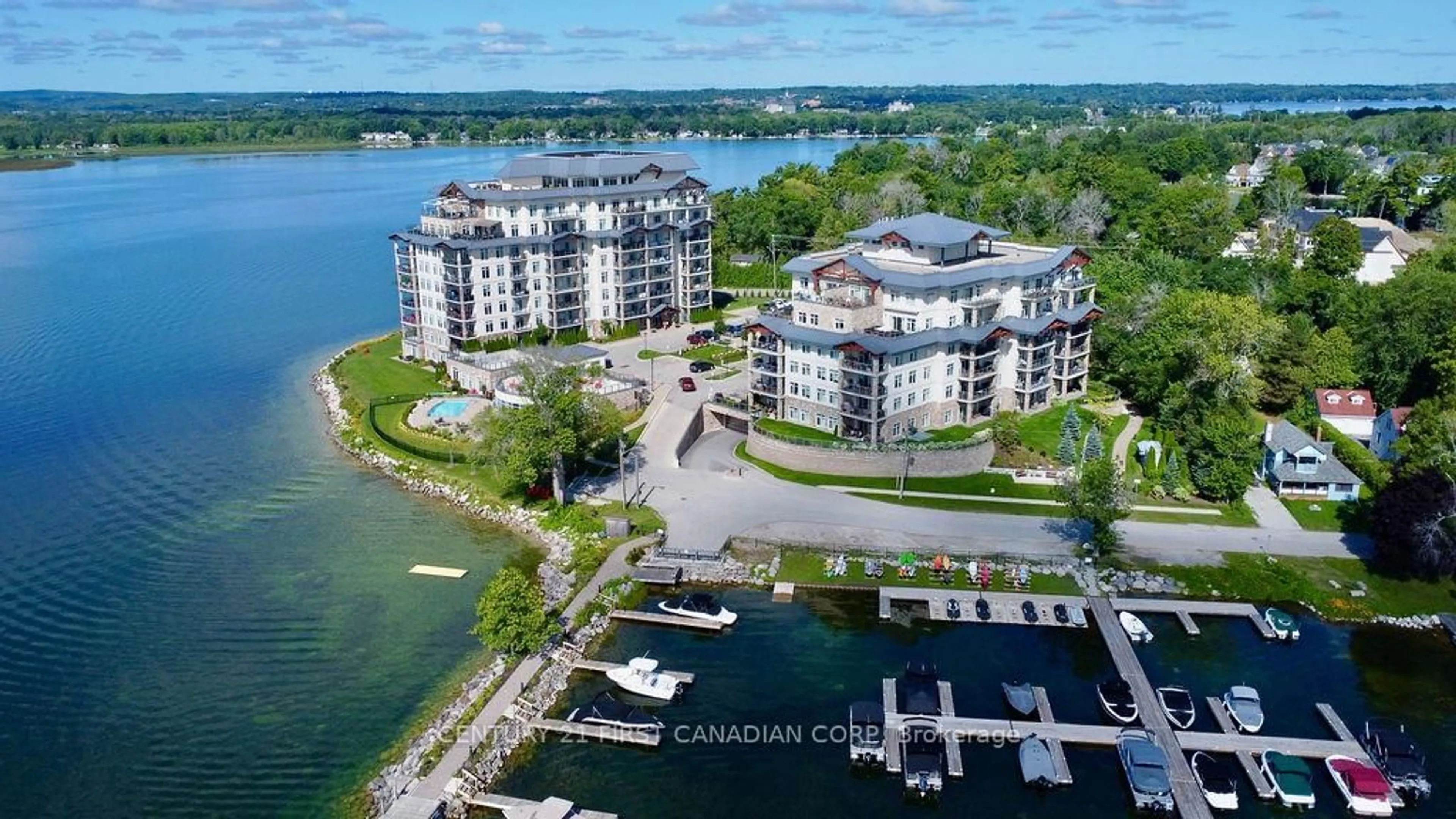 A pic from outside/outdoor area/front of a property/back of a property/a pic from drone, water/lake/river/ocean view for 90 Orchard Point Rd #LS04, Orillia Ontario L3V 8K4