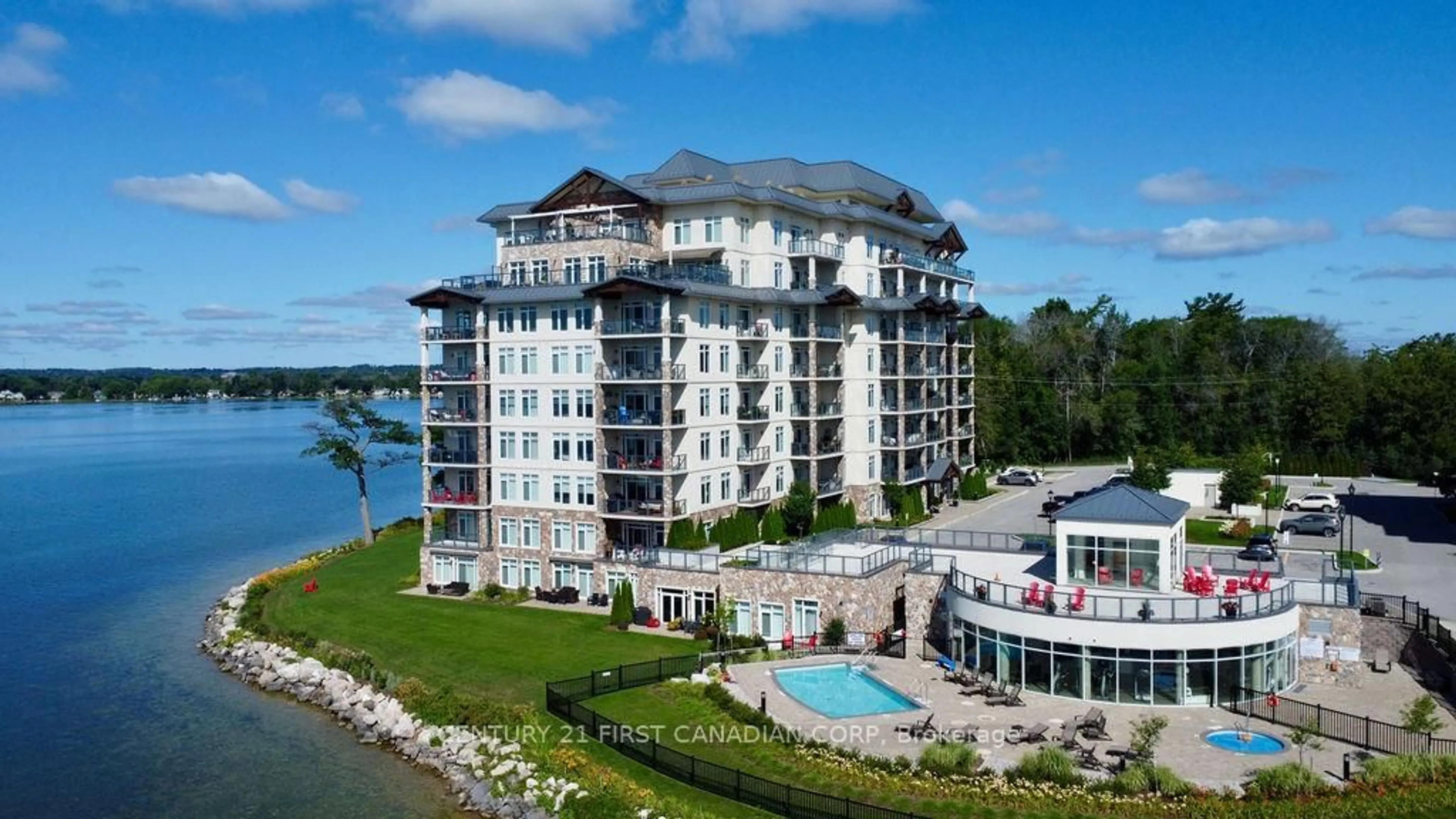 A pic from outside/outdoor area/front of a property/back of a property/a pic from drone, water/lake/river/ocean view for 90 Orchard Point Rd #LS04, Orillia Ontario L3V 8K4