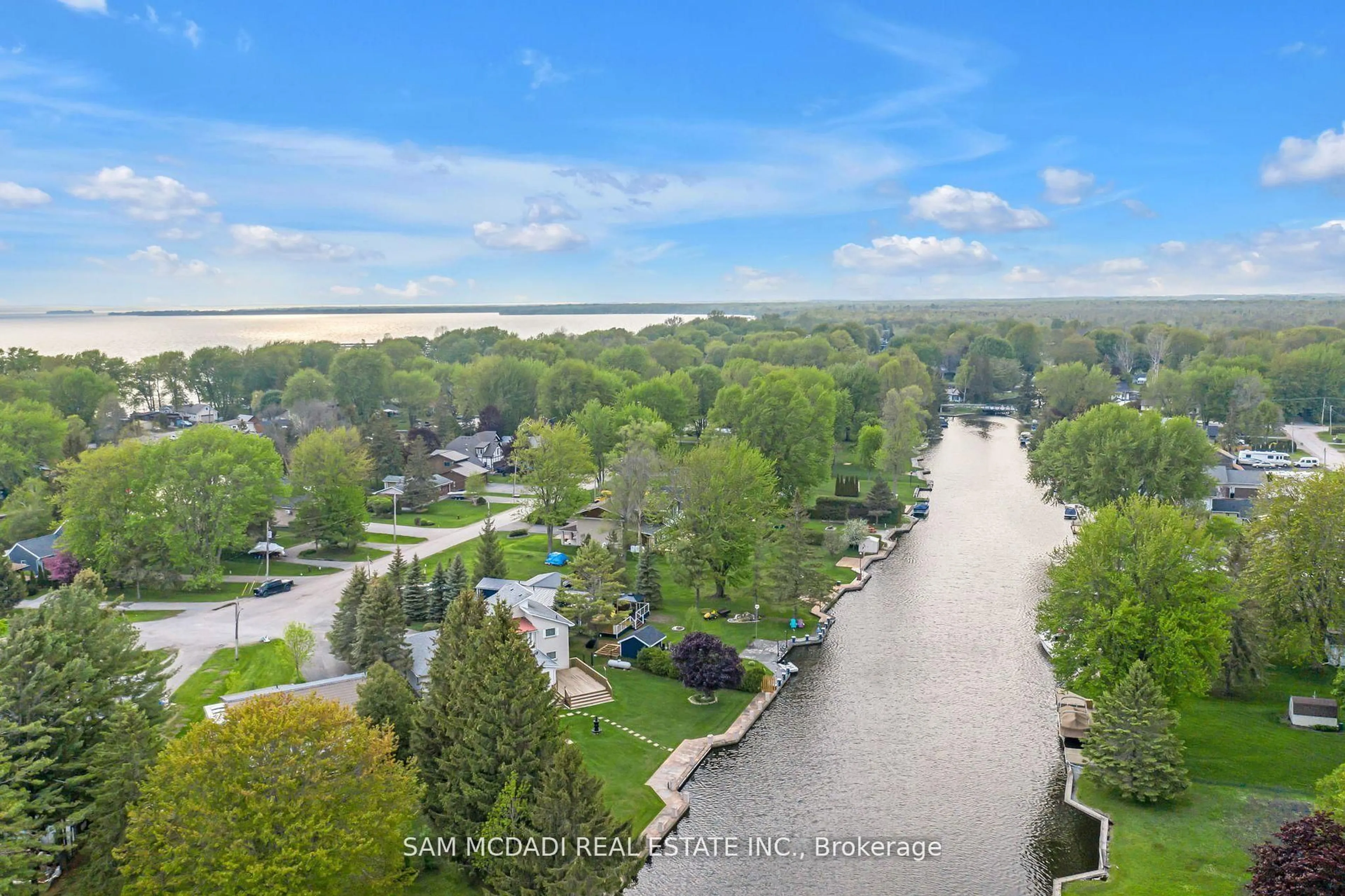 A pic from outside/outdoor area/front of a property/back of a property/a pic from drone, water/lake/river/ocean view for 36 TURTLE Path, Ramara Ontario L0K 1B0