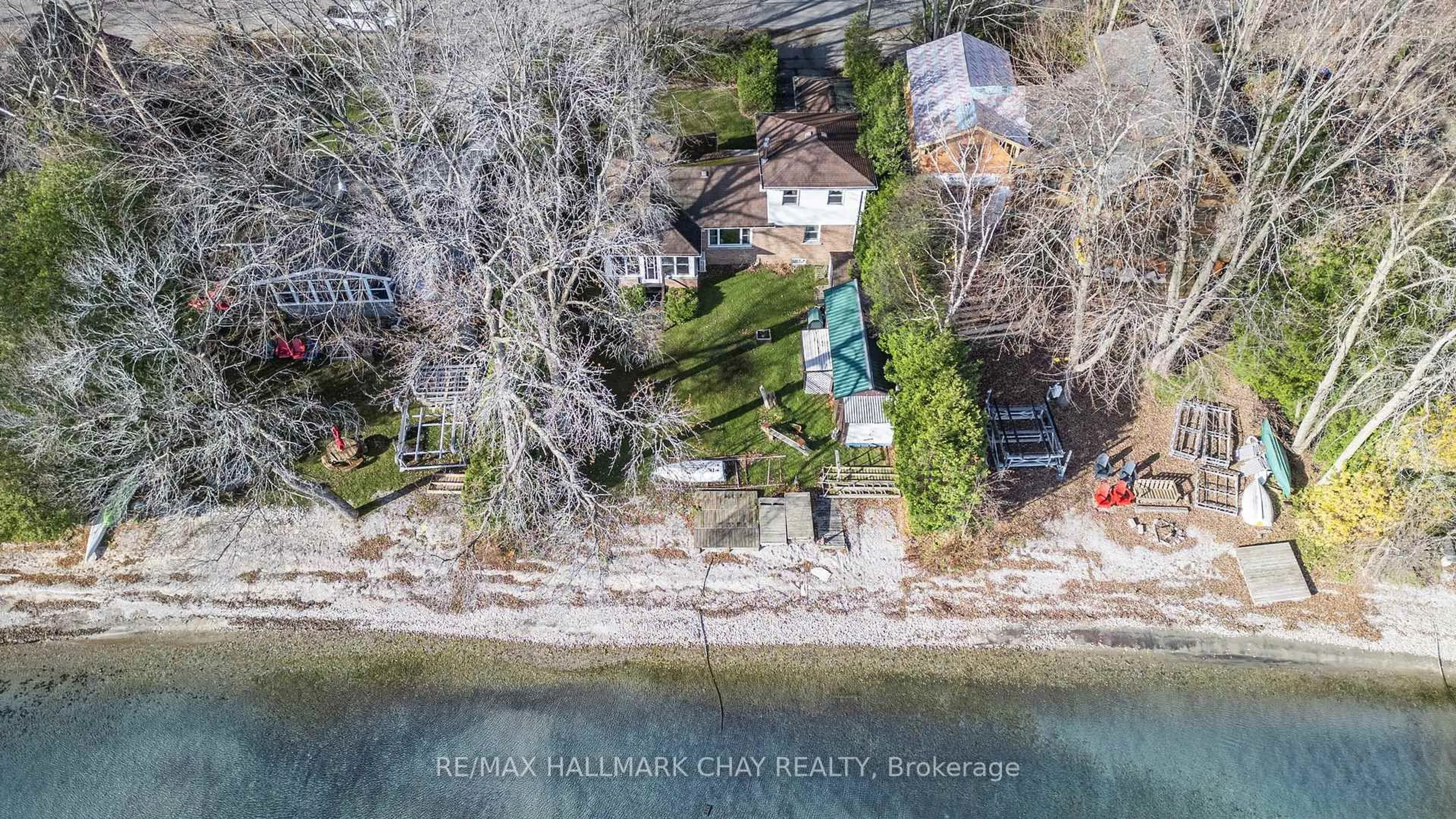 A pic from outside/outdoor area/front of a property/back of a property/a pic from drone, water/lake/river/ocean view for 769 Woodland Dr, Oro-Medonte Ontario L3V 6H1