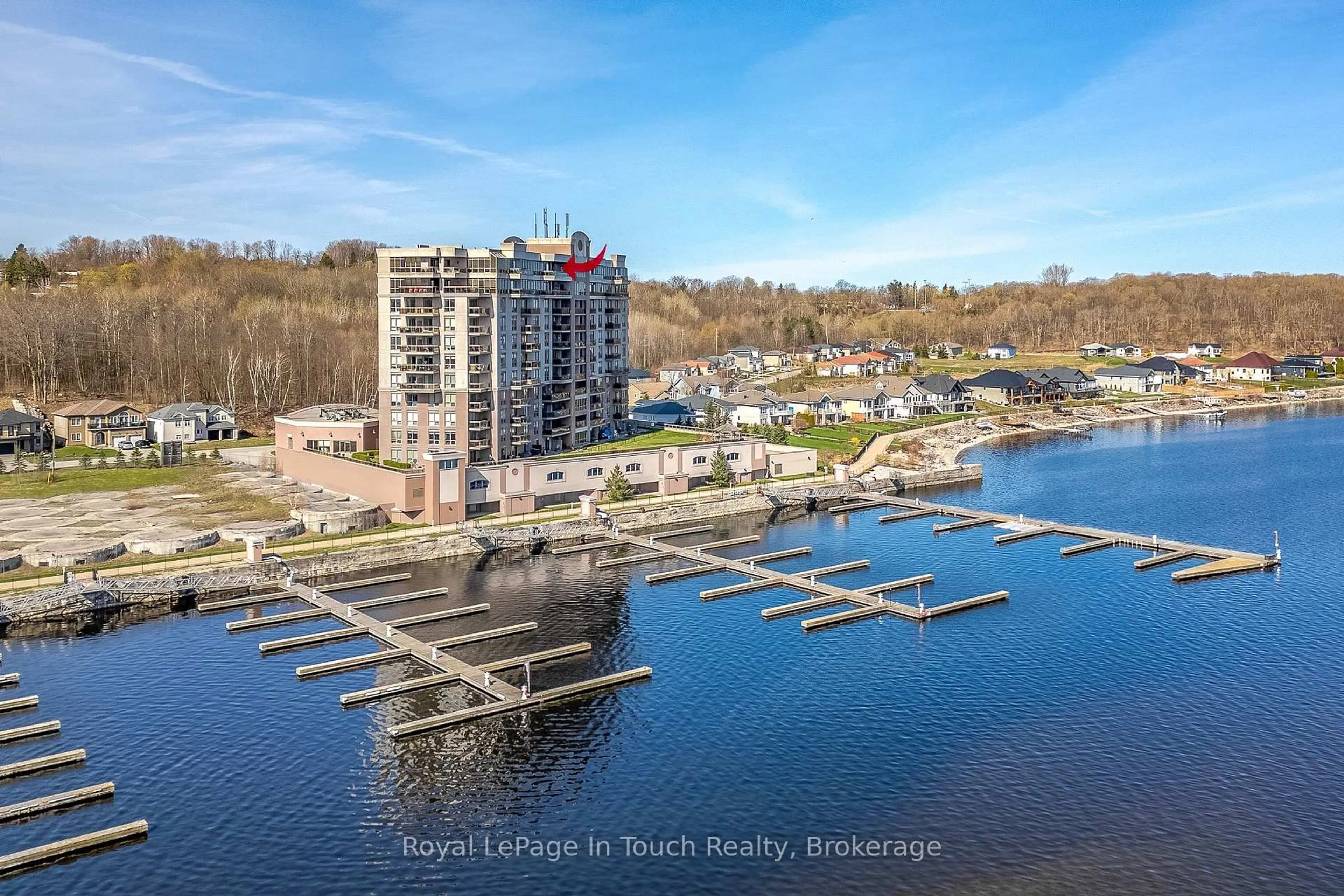 A pic from outside/outdoor area/front of a property/back of a property/a pic from drone, water/lake/river/ocean view for 699 Aberdeen Blvd #UPH3, Midland Ontario L4R 5P2