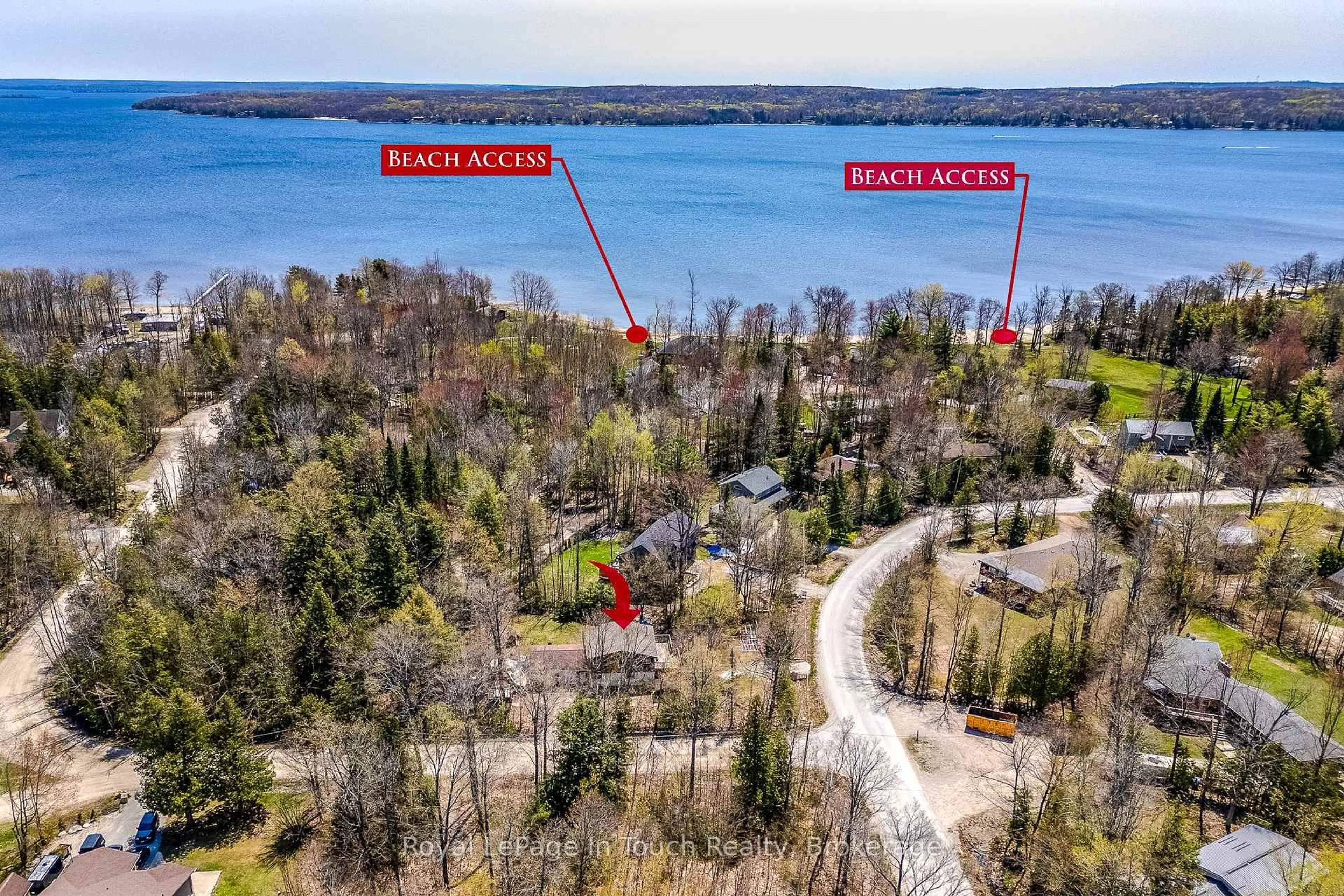A pic from outside/outdoor area/front of a property/back of a property/a pic from drone, water/lake/river/ocean view for 9 Joliet Cres, Tiny Ontario L9M 0G3