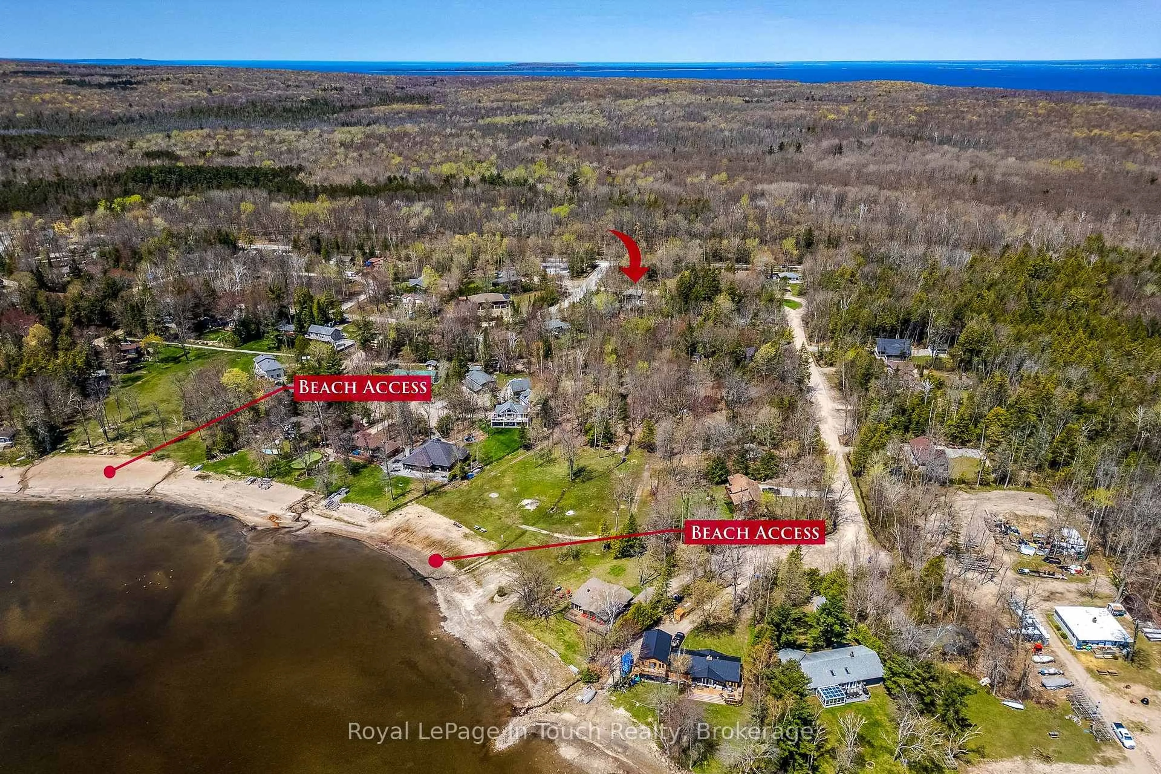 A pic from outside/outdoor area/front of a property/back of a property/a pic from drone, water/lake/river/ocean view for 9 Joliet Cres, Tiny Ontario L9M 0G3