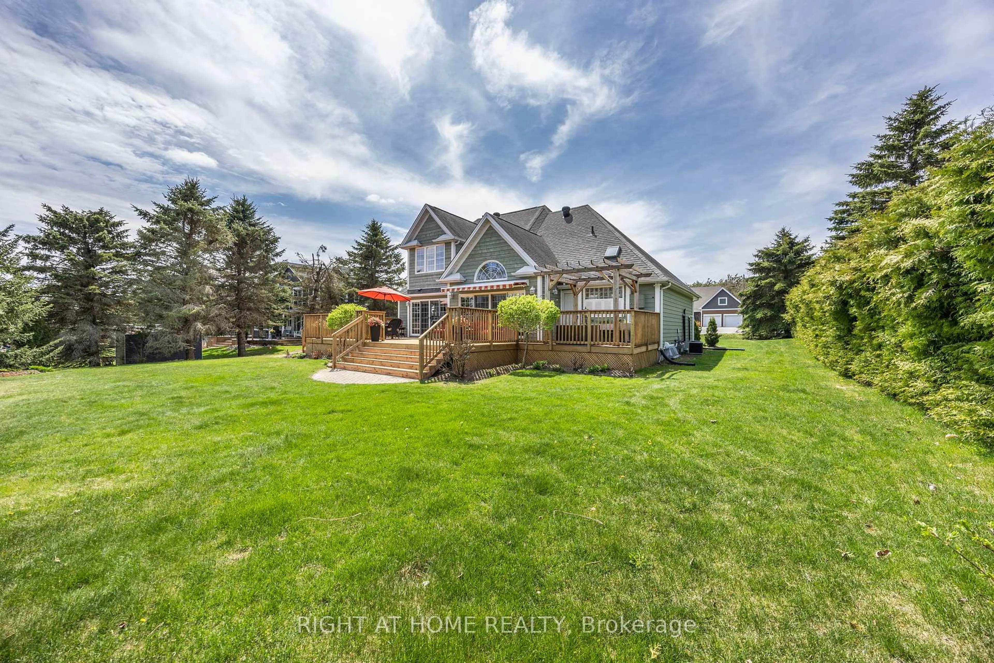 A pic from outside/outdoor area/front of a property/back of a property/a pic from drone, water/lake/river/ocean view for 57 Highland Dr, Oro-Medonte Ontario L0L 2L0
