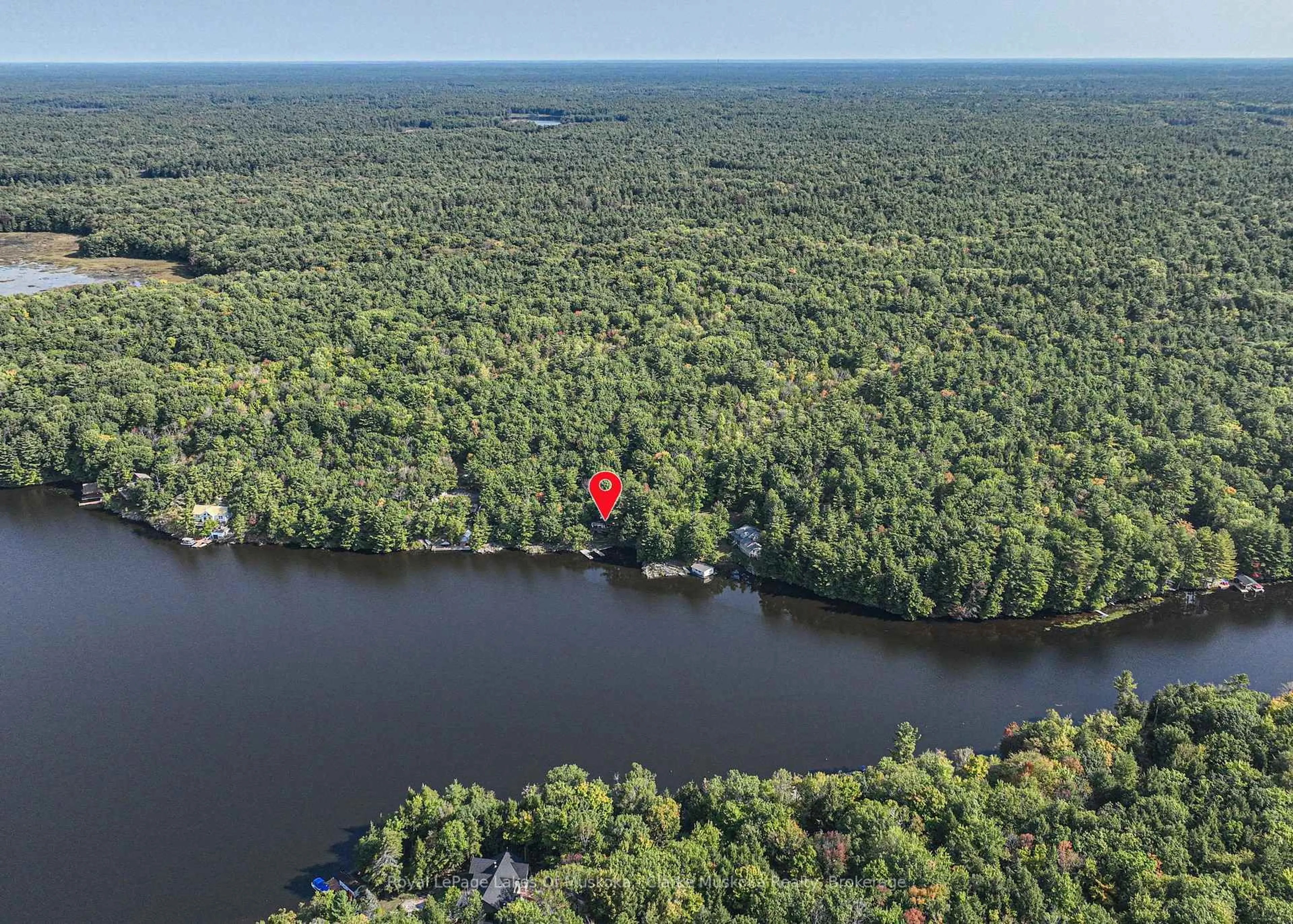 A pic from outside/outdoor area/front of a property/back of a property/a pic from drone, water/lake/river/ocean view for 2910 Maclean Lk N S Rd, Severn Ontario L0K 1E0