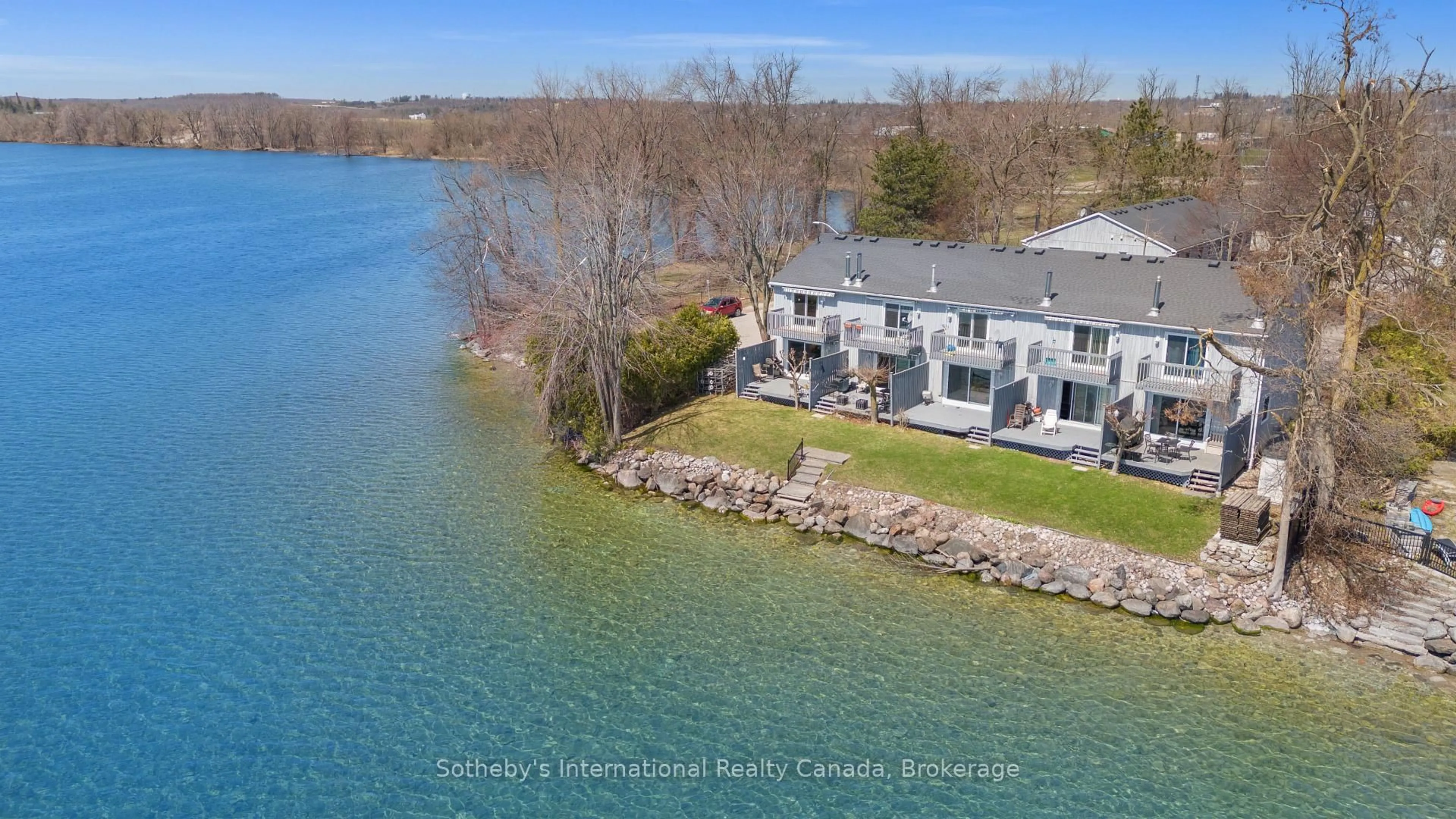 A pic from outside/outdoor area/front of a property/back of a property/a pic from drone, water/lake/river/ocean view for 1 Olive Cres #5, Orillia Ontario L3V 7N5