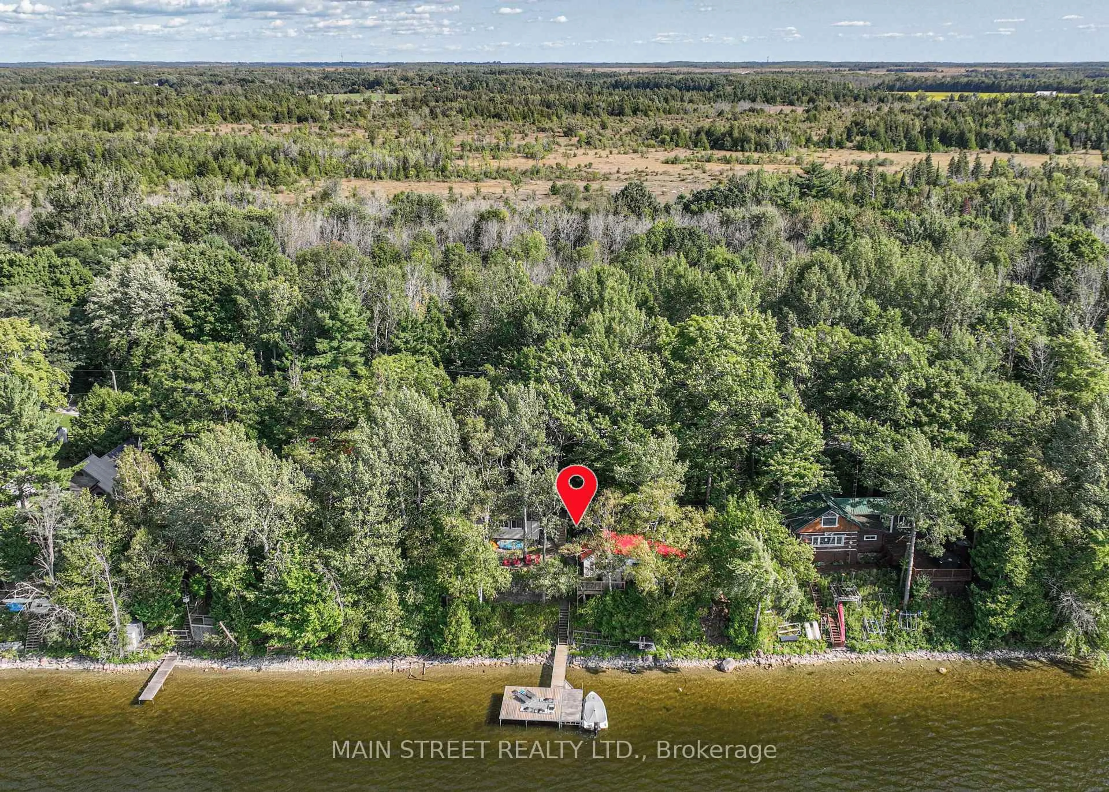 A pic from outside/outdoor area/front of a property/back of a property/a pic from drone, water/lake/river/ocean view for 1316 Black Beach Lane, Ramara Ontario L0K 1B0