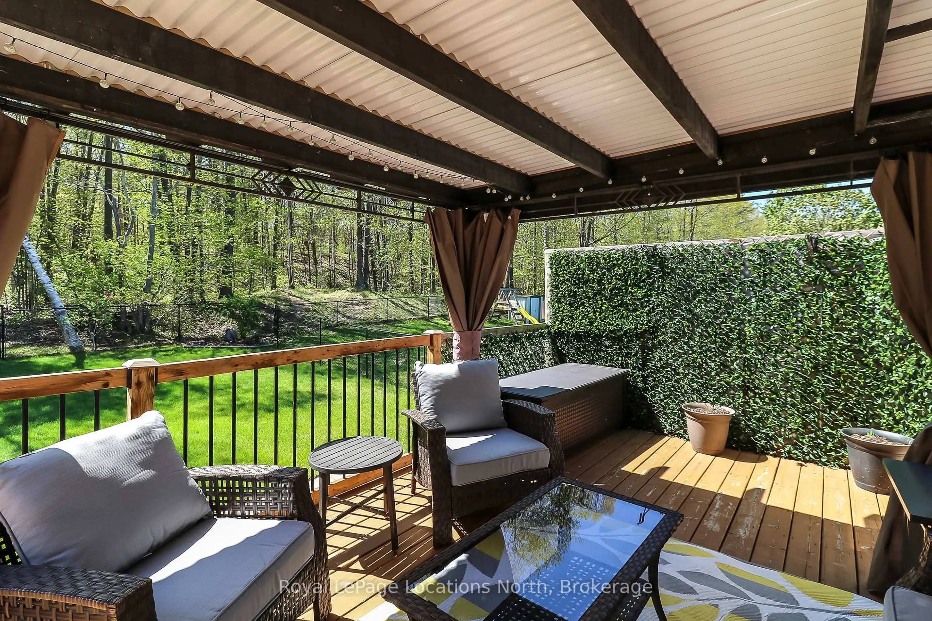 Patio, forest/trees view for 60 Leo Blvd, Wasaga Beach Ontario L9Z 1C6