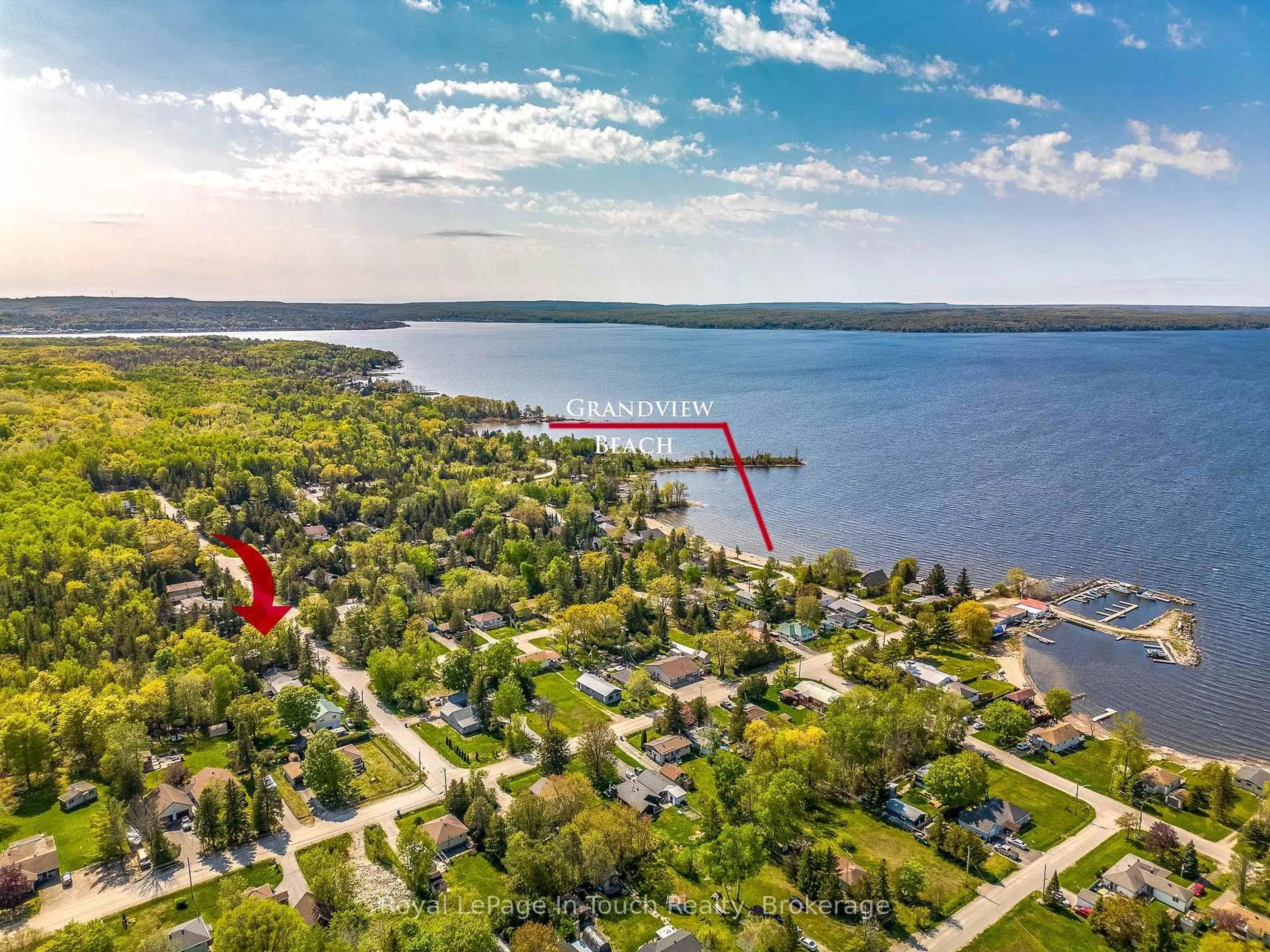 A pic from outside/outdoor area/front of a property/back of a property/a pic from drone, water/lake/river/ocean view for 9 EARLDOM Blvd, Tay Ontario L0K 1R0