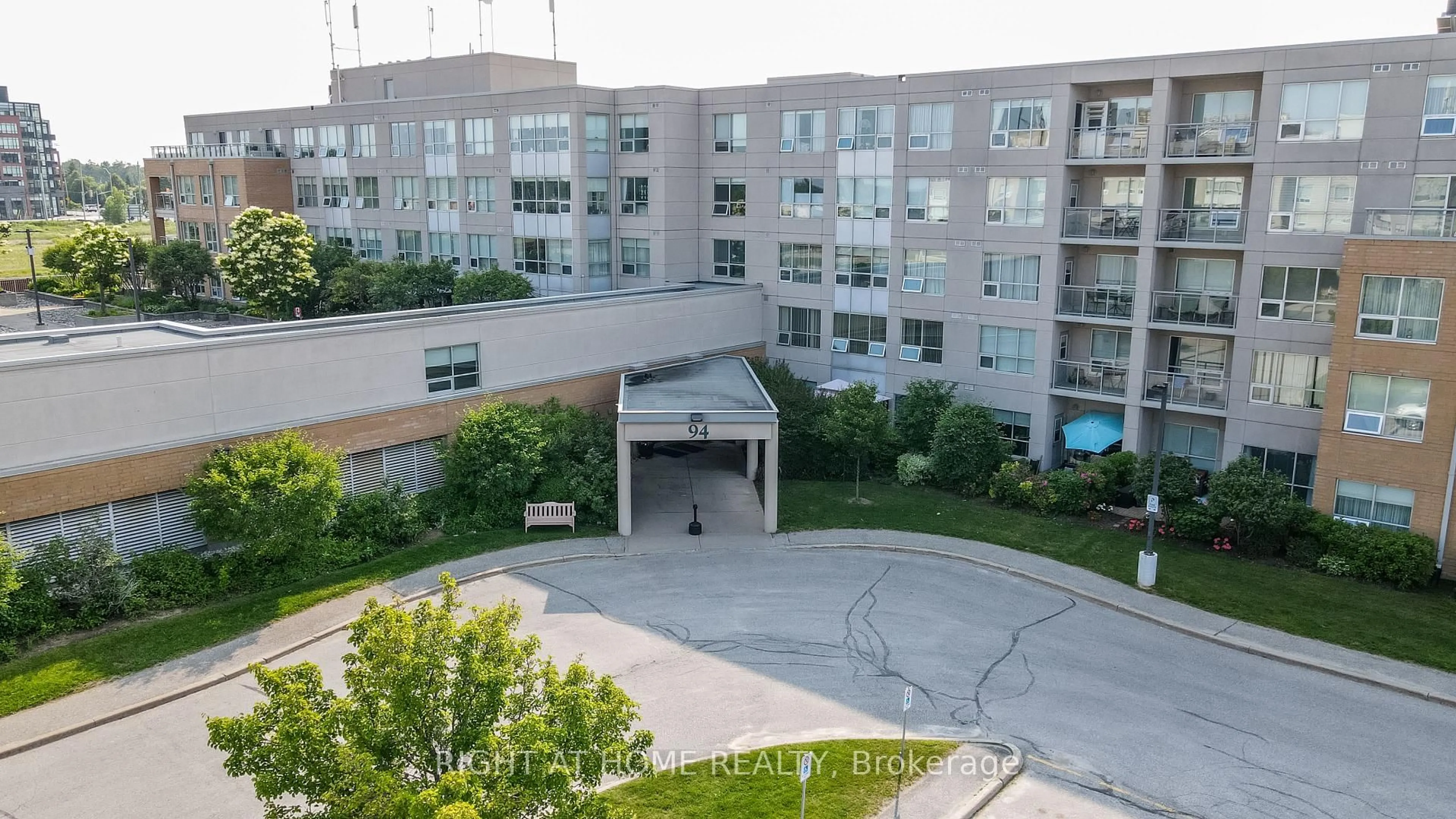 A pic from outside/outdoor area/front of a property/back of a property/a pic from drone, city buildings view from balcony for 90 Dean Ave #201, Barrie Ontario L4N 0M3