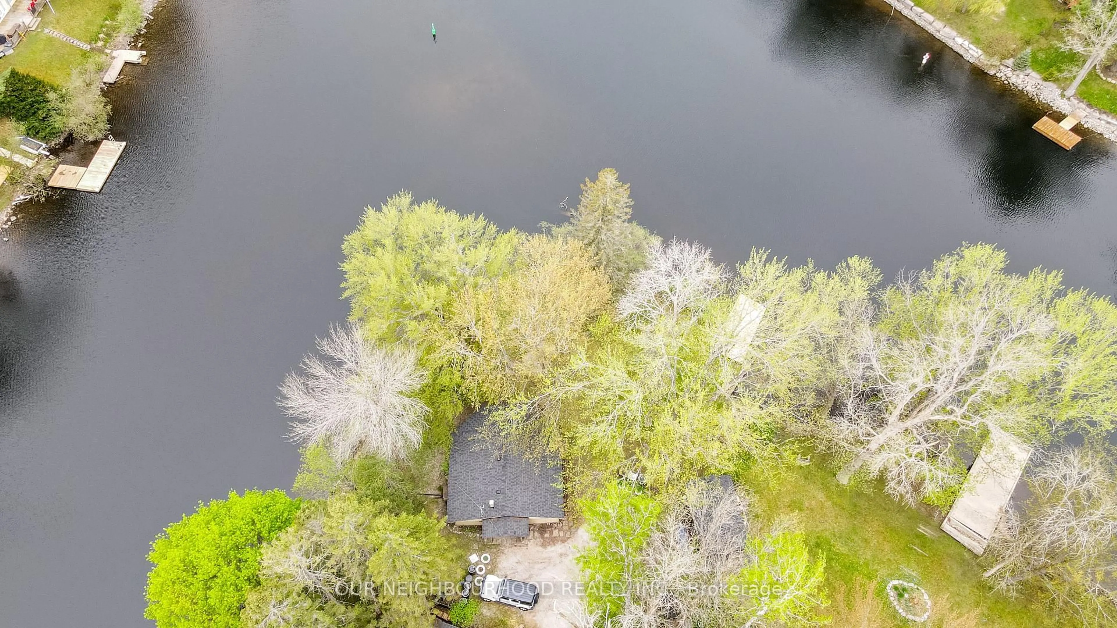A pic from outside/outdoor area/front of a property/back of a property/a pic from drone, forest/trees view for 2502 Channel Point Lane, Severn Ontario L0K 2B0