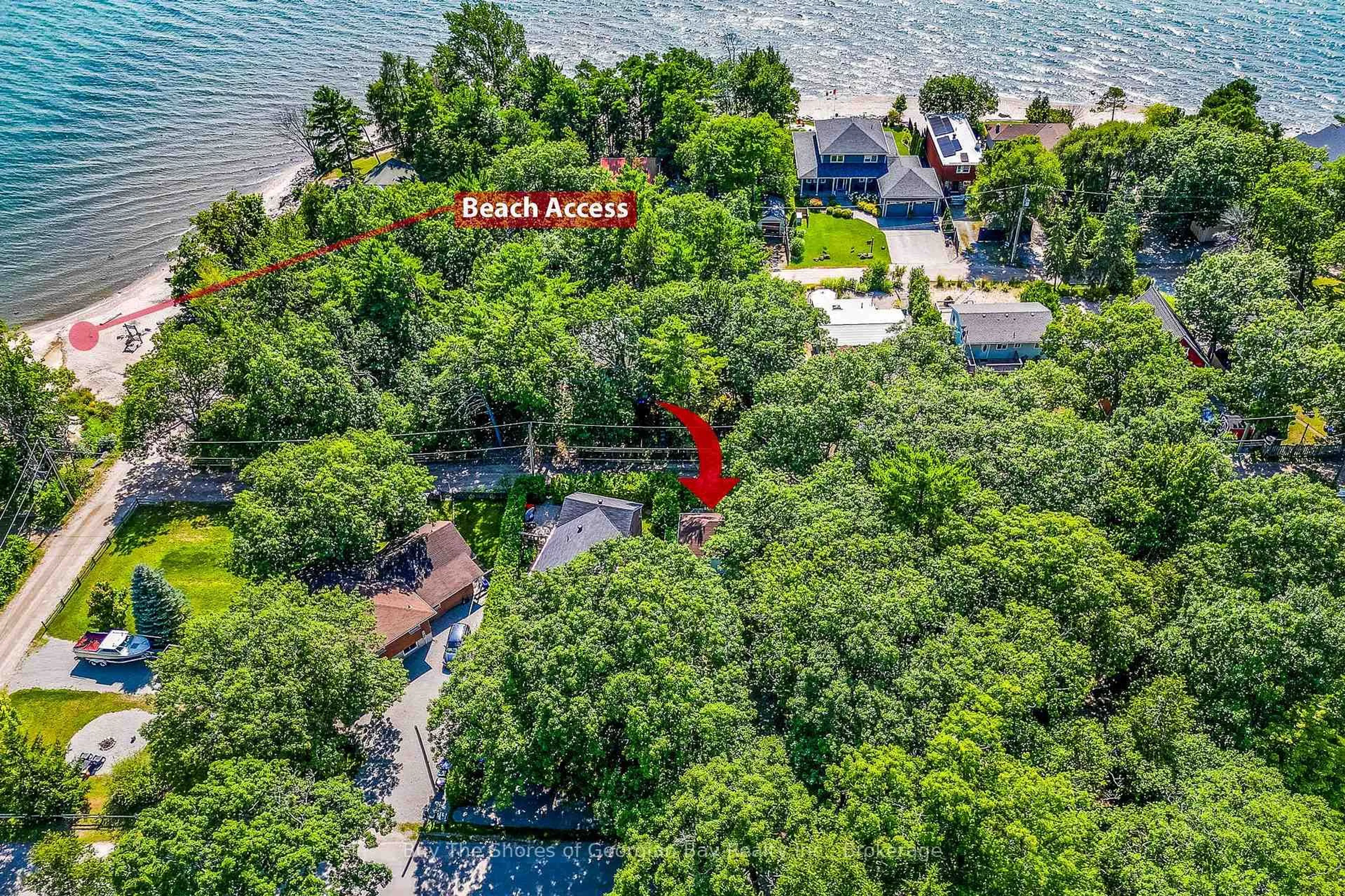 A pic from outside/outdoor area/front of a property/back of a property/a pic from drone, water/lake/river/ocean view for 33 Yarwood Rd, Tiny Ontario L0L 2J0