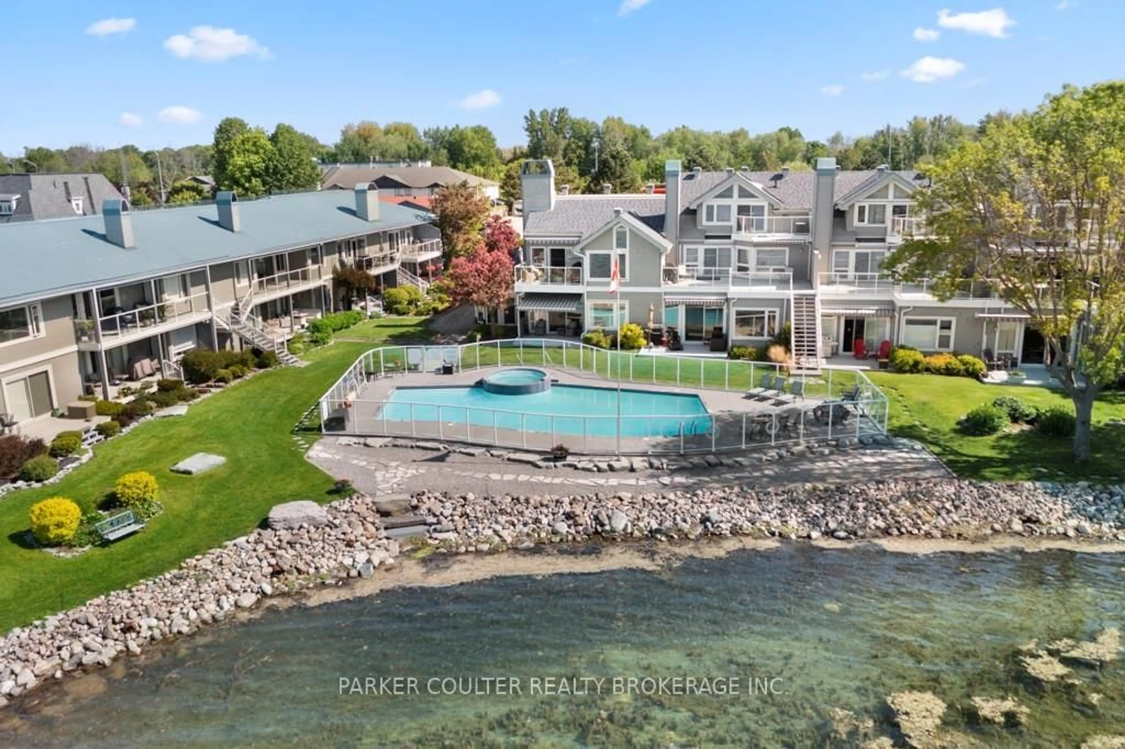 A pic from outside/outdoor area/front of a property/back of a property/a pic from drone, water/lake/river/ocean view for 603 Atherley Rd #116, Orillia Ontario L3V 1P1