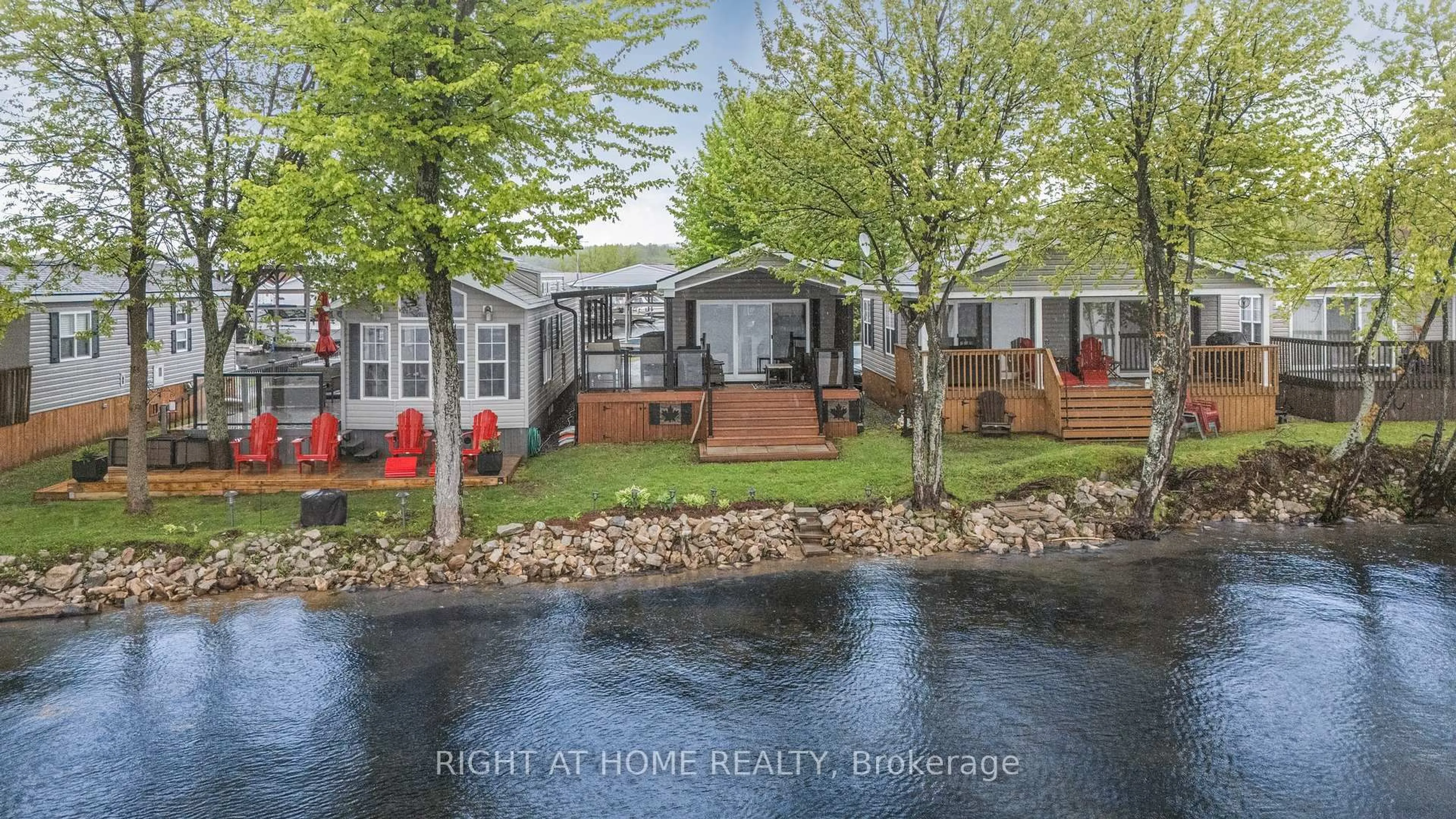 A pic from outside/outdoor area/front of a property/back of a property/a pic from drone, water/lake/river/ocean view for 3500 Lauderdale Pt Cres, Severn Ontario P0E 1N0