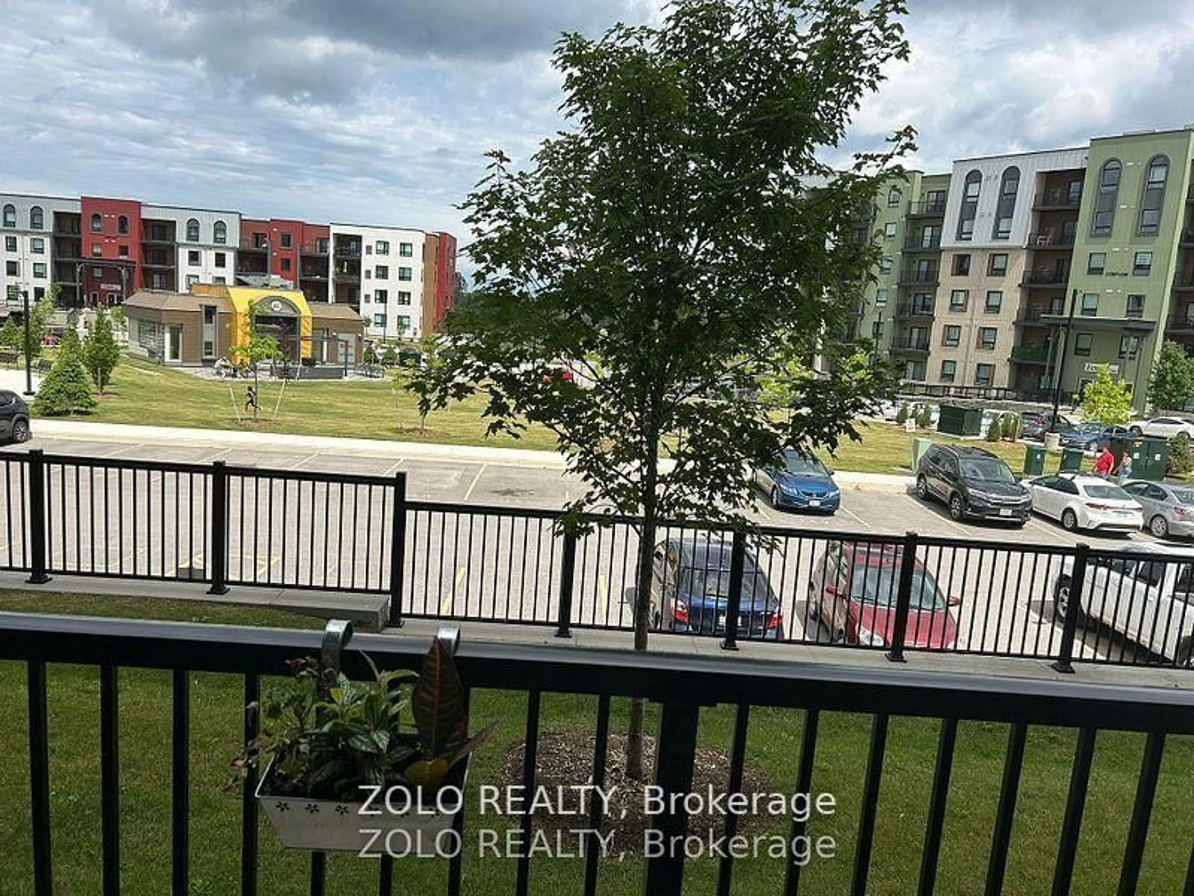 A pic from outside/outdoor area/front of a property/back of a property/a pic from drone, city buildings view from balcony for 6 Spice Way #101, Barrie Ontario L9J 0J9