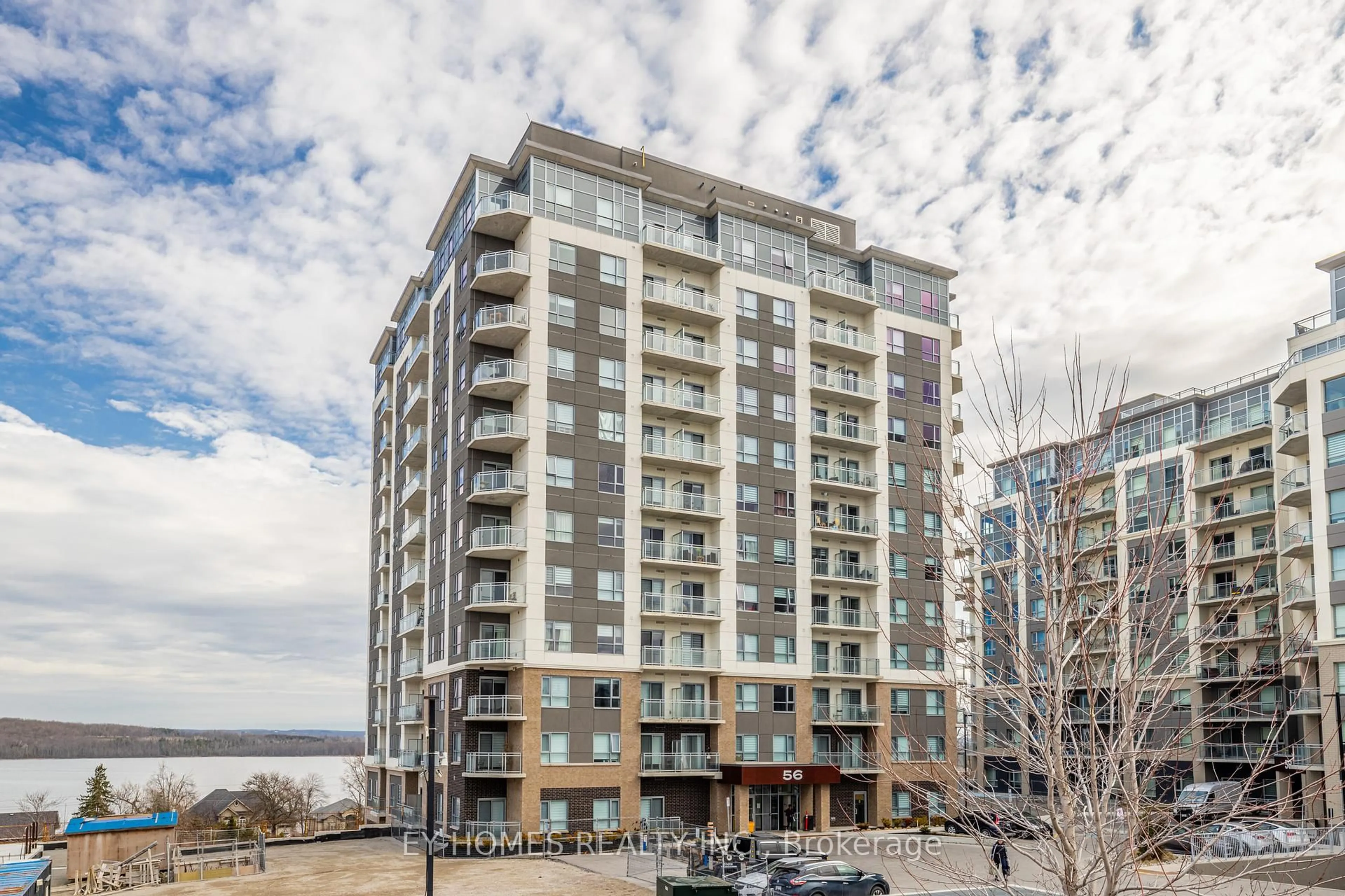 A pic from outside/outdoor area/front of a property/back of a property/a pic from drone, unknown for 56 Lakeside Terr #1203, Barrie Ontario L4M 0L4