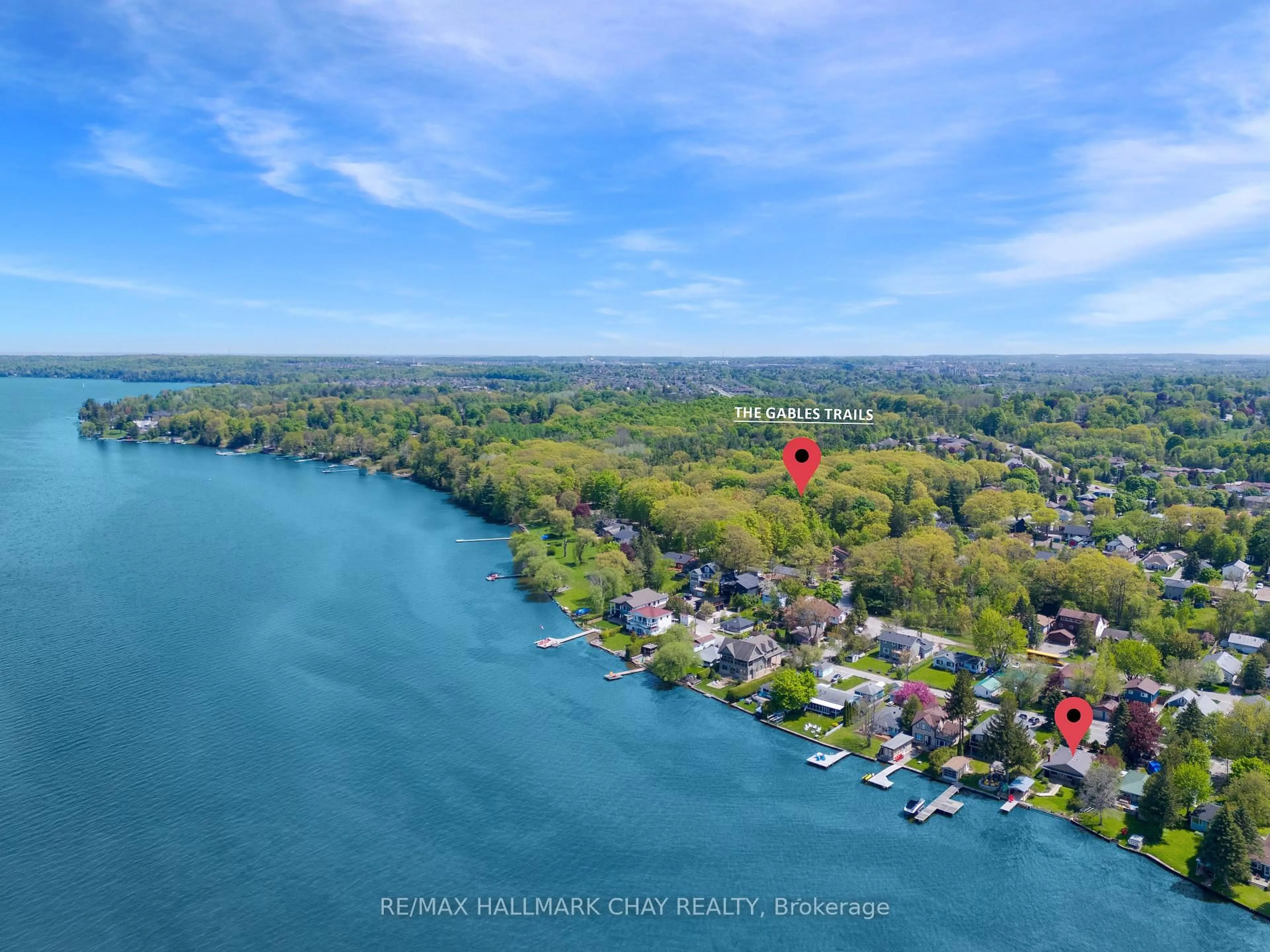 A pic from outside/outdoor area/front of a property/back of a property/a pic from drone, water/lake/river/ocean view for 210 Kempview Lane, Barrie Ontario L4N 3W9