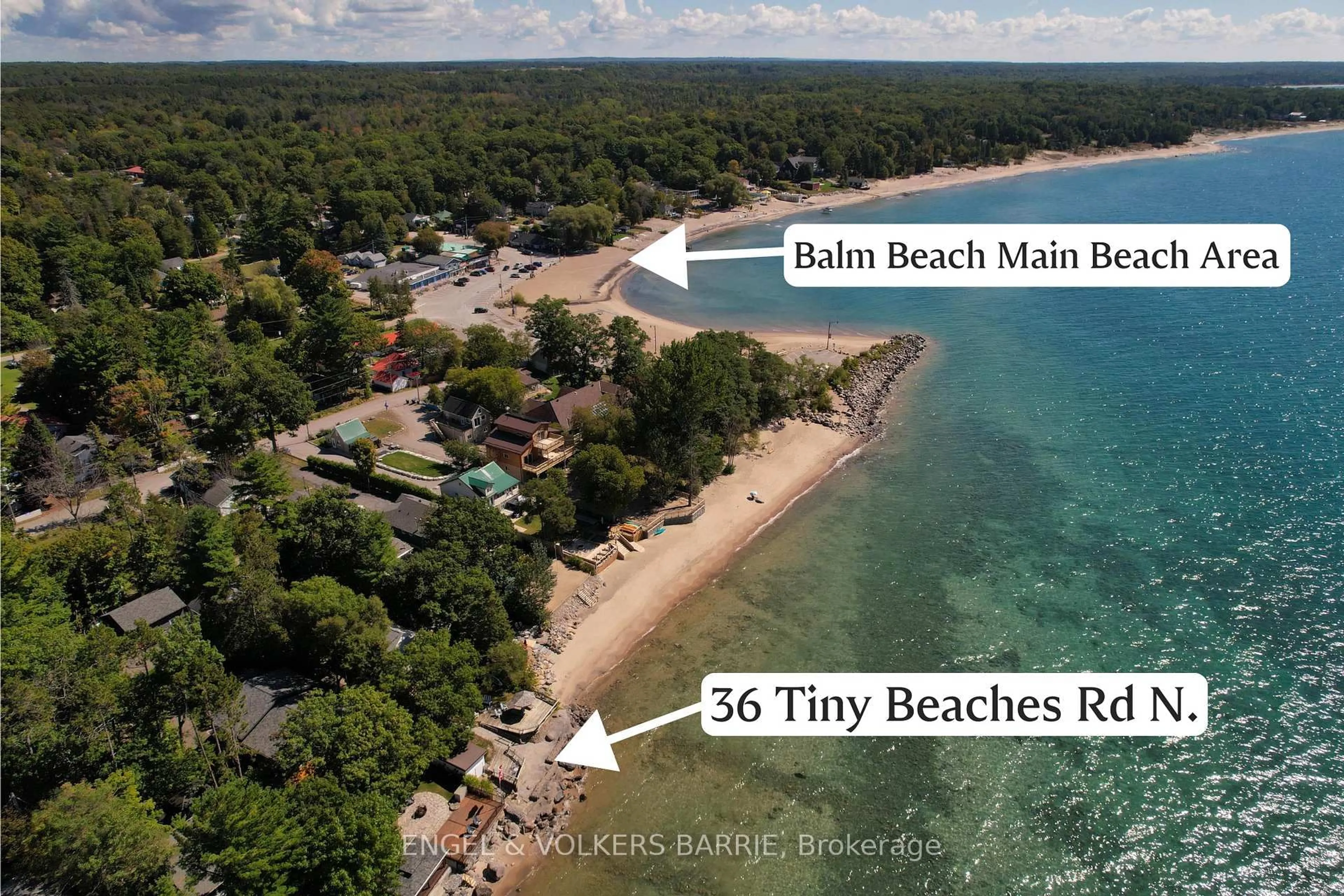 A pic from outside/outdoor area/front of a property/back of a property/a pic from drone, water/lake/river/ocean view for 36 Tiny Beaches Rd, Tiny Ontario L0L 2J0