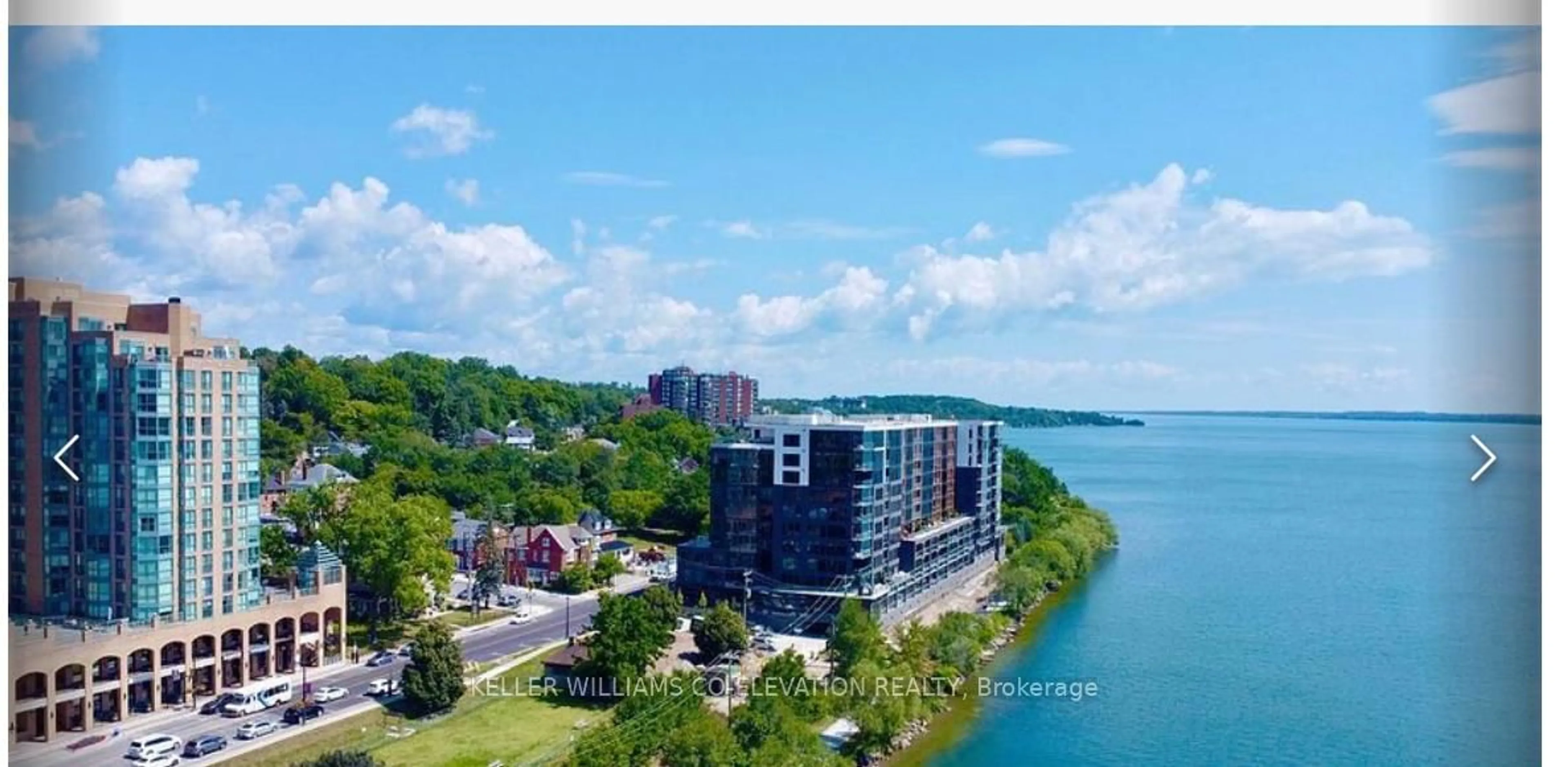 A pic from outside/outdoor area/front of a property/back of a property/a pic from drone, water/lake/river/ocean view for 185 Dunlop St #414, Barrie Ontario L4M 1B2