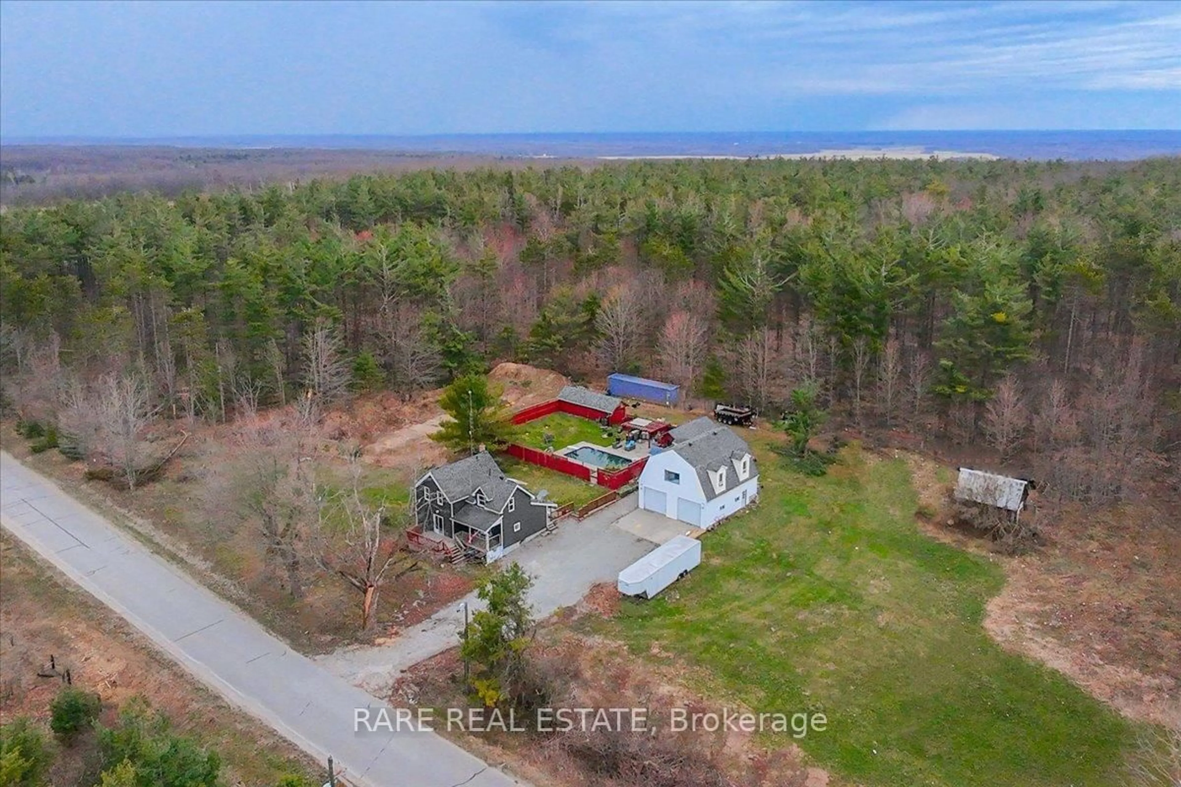 A pic from outside/outdoor area/front of a property/back of a property/a pic from drone, water/lake/river/ocean view for 6409 Line 9 N/A, Oro-Medonte Ontario L0K 2C0