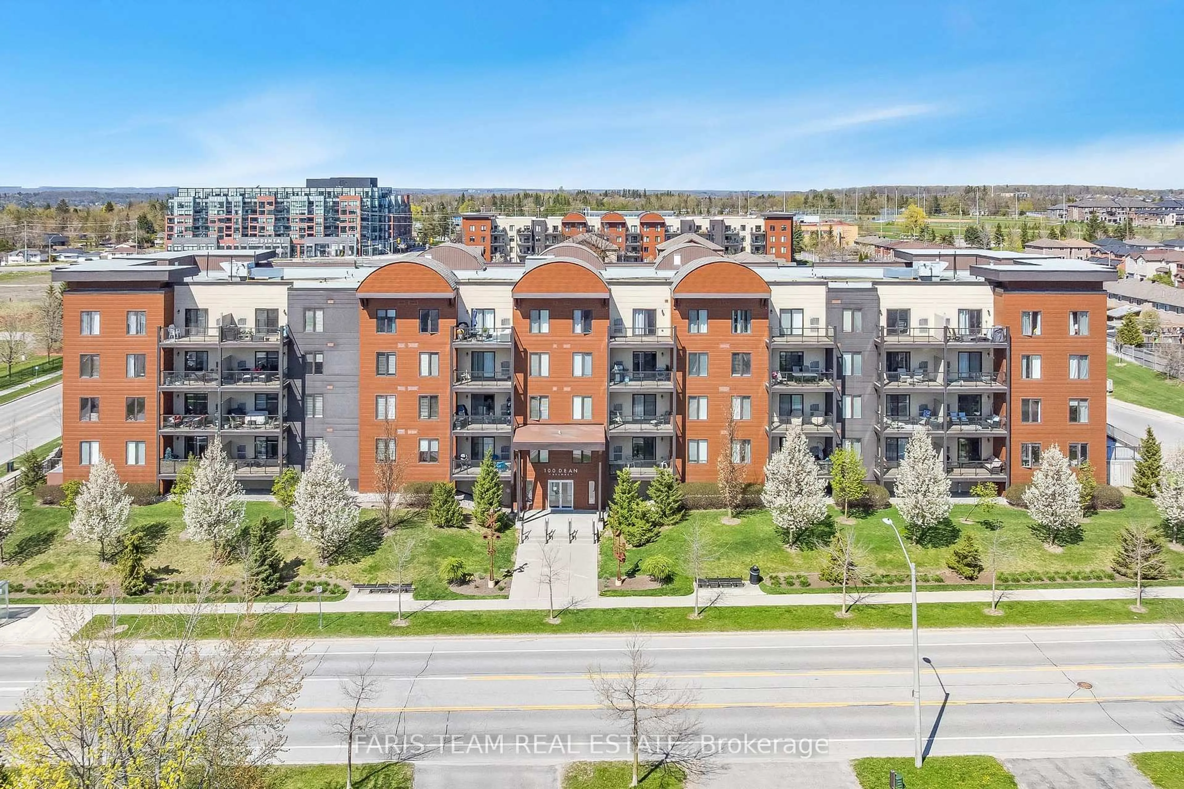A pic from outside/outdoor area/front of a property/back of a property/a pic from drone, city buildings view from balcony for 100 Dean Ave #307, Barrie Ontario L4N 0V4