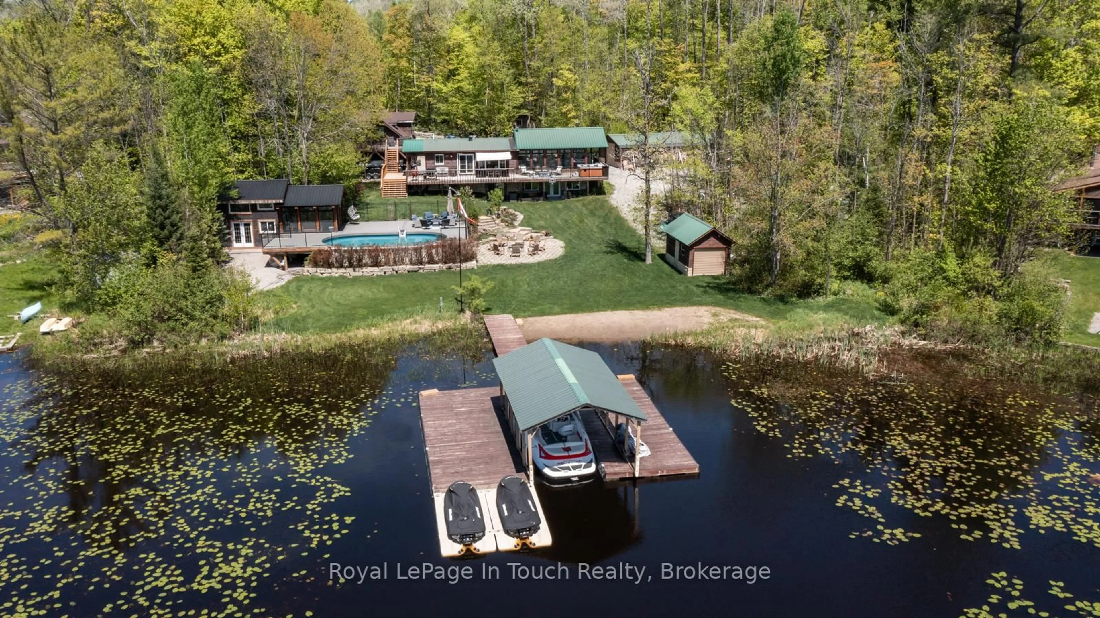 A pic from outside/outdoor area/front of a property/back of a property/a pic from drone, water/lake/river/ocean view for 2804 Janes Lane, Severn Ontario L0K 1E0
