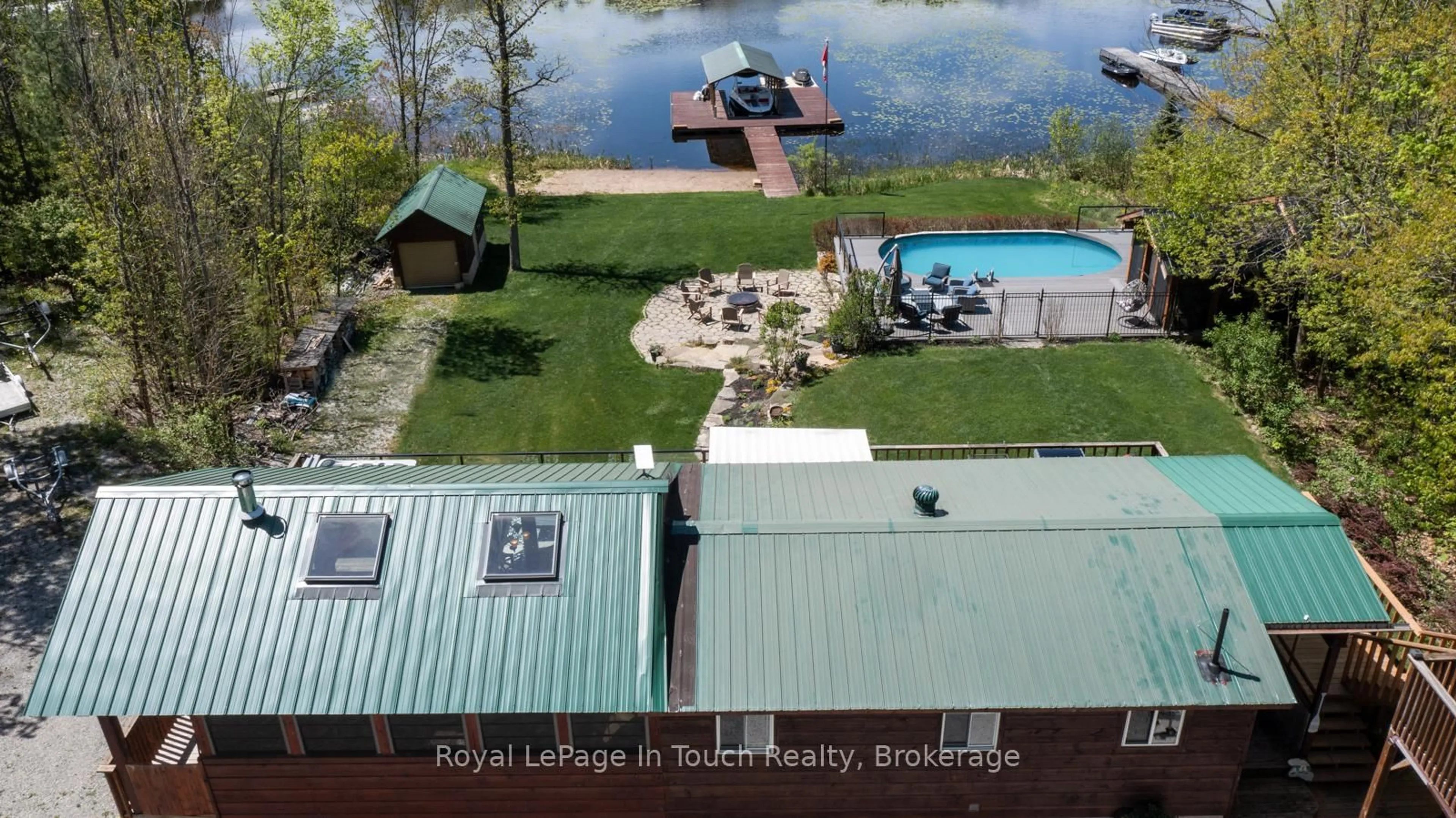A pic from outside/outdoor area/front of a property/back of a property/a pic from drone, water/lake/river/ocean view for 2804 Janes Lane, Severn Ontario L0K 1E0