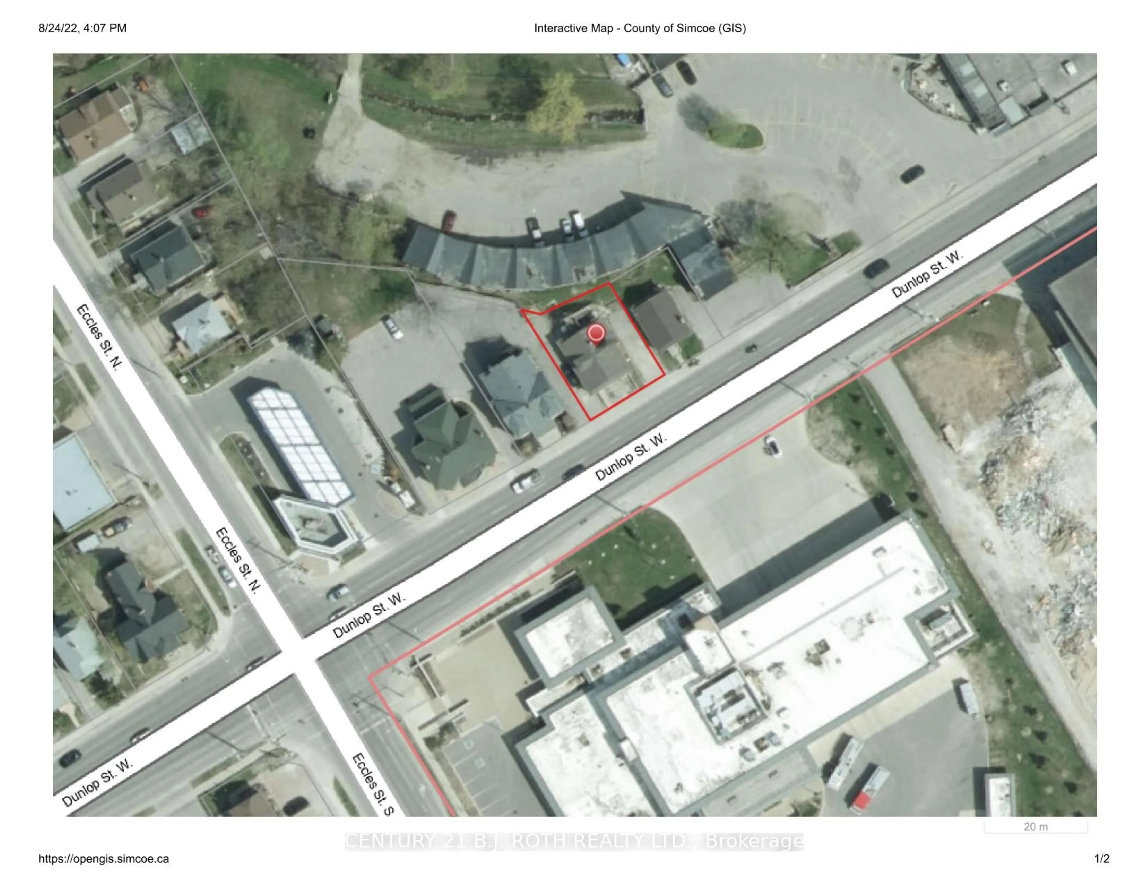 A pic from outside/outdoor area/front of a property/back of a property/a pic from drone, street for 156 Dunlop St, Barrie Ontario L4N 1B2
