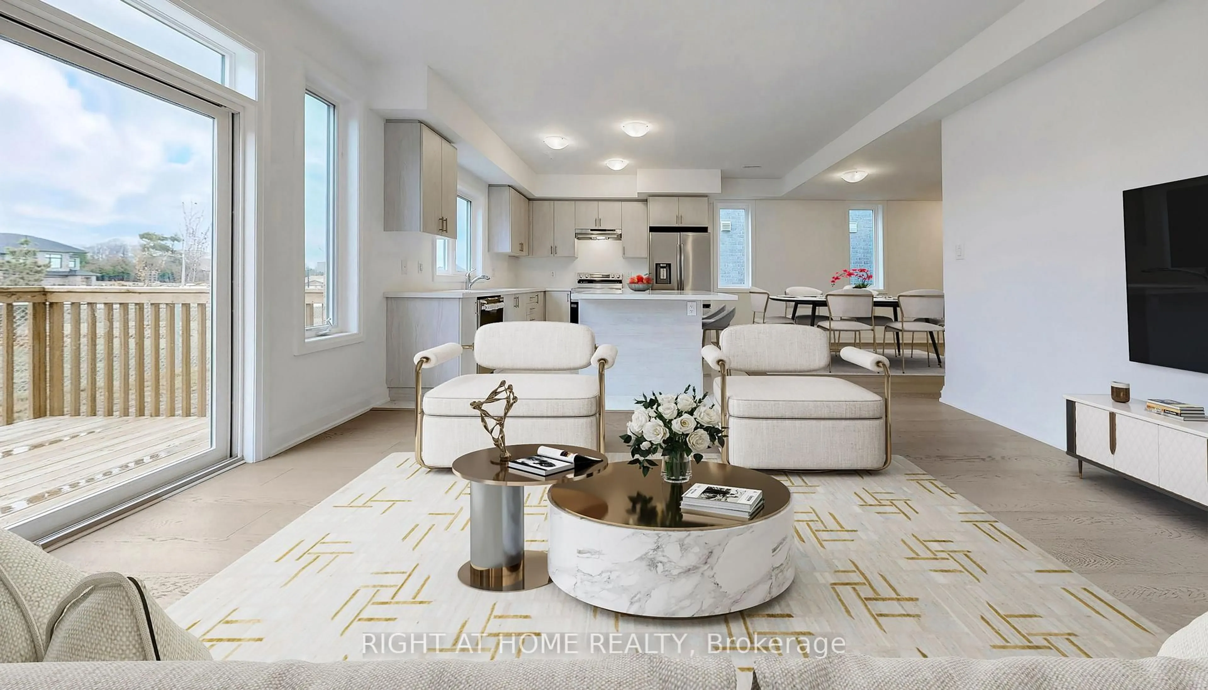 Living room with furniture, ceramic/tile floor for 19 Barnyard Tr, Barrie Ontario L9J 0C2