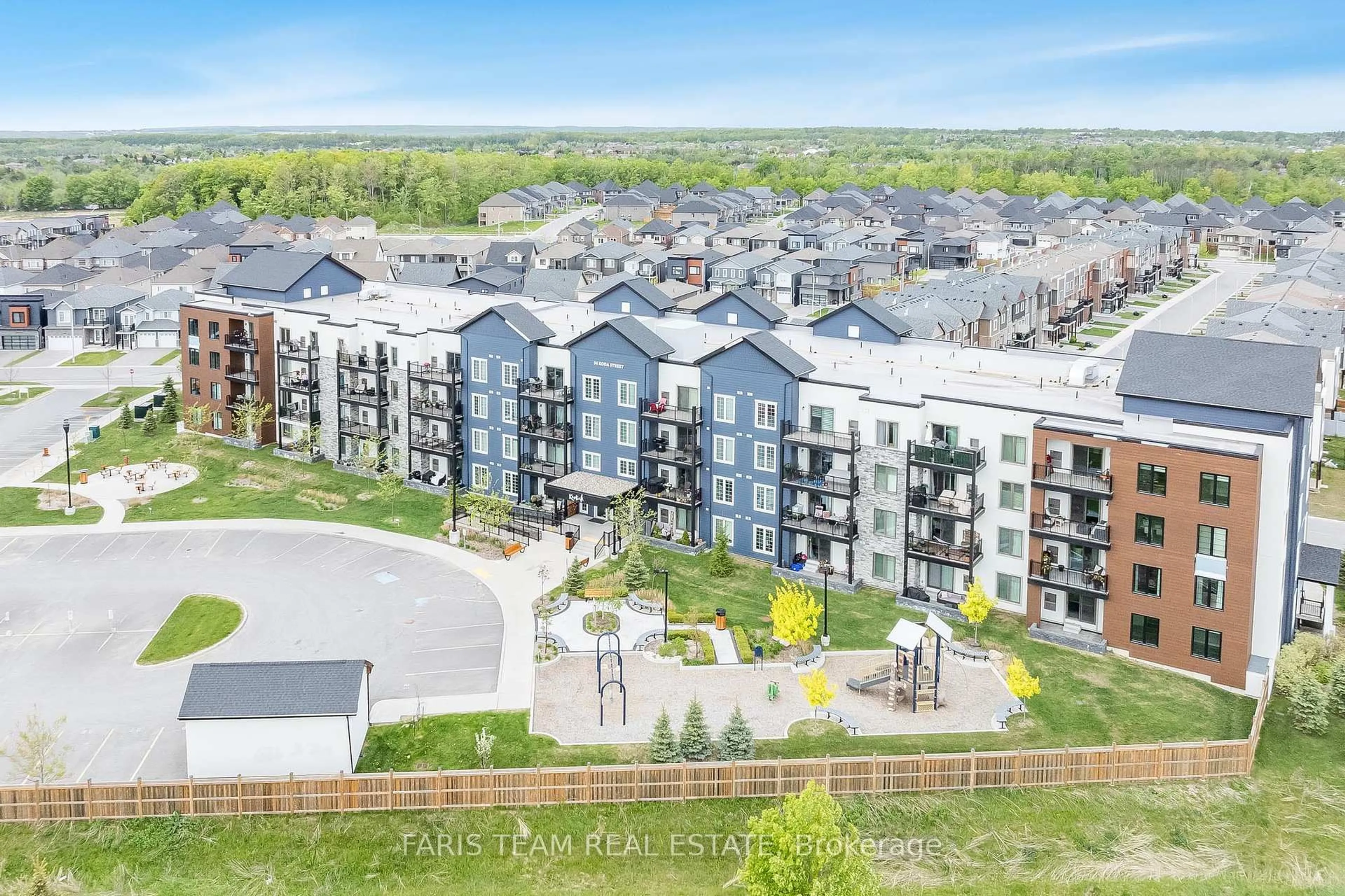 A pic from outside/outdoor area/front of a property/back of a property/a pic from drone, unknown for 54 Koda St #410, Barrie Ontario L9J 0J6