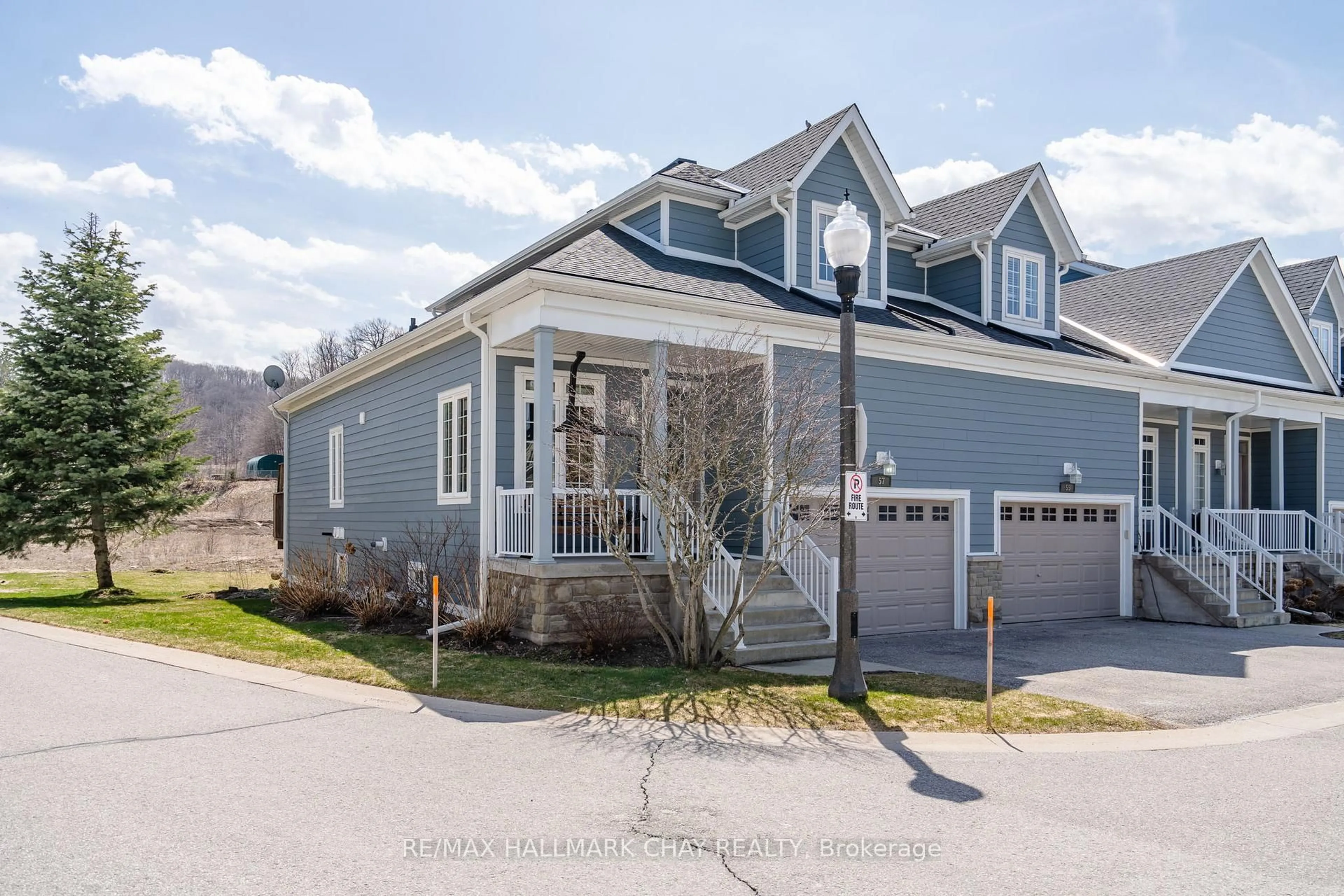 Home with vinyl exterior material, street for 57 High Vista Dr, Oro-Medonte Ontario L4M 4Y8